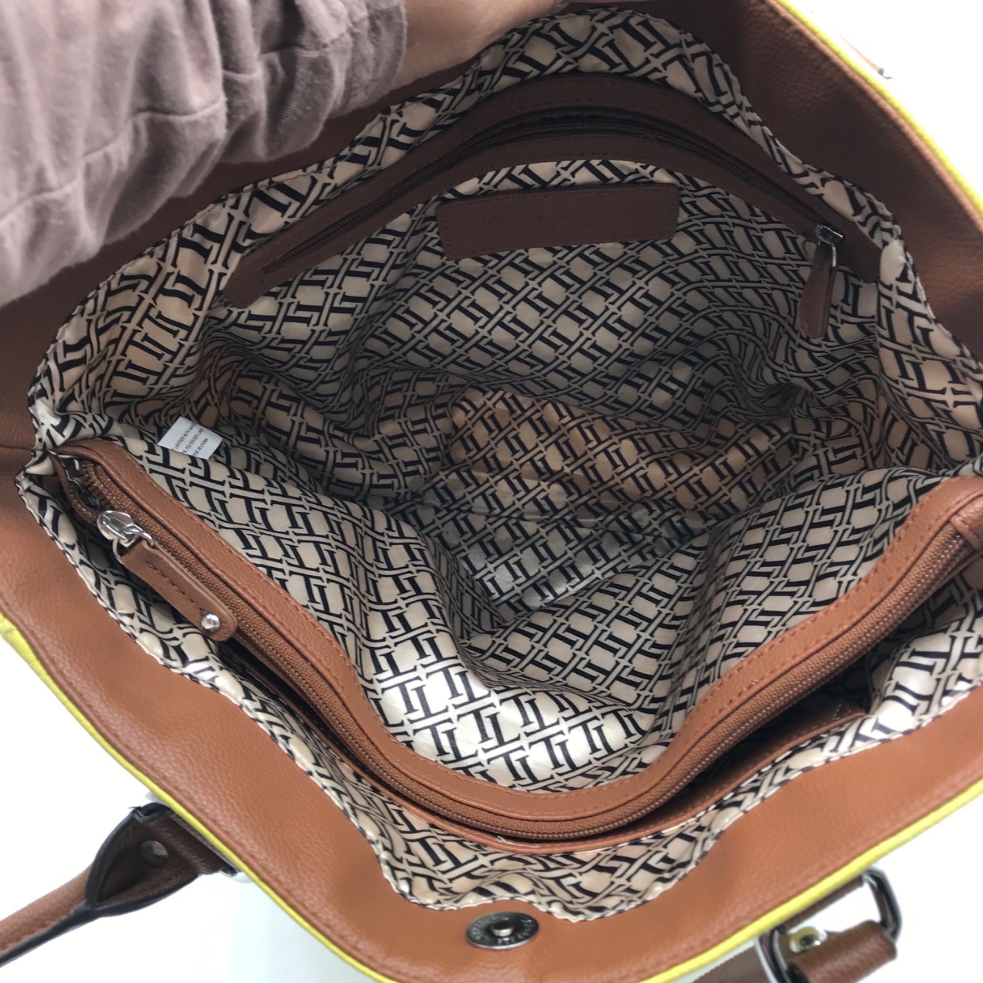 Tignanello Yellow Leather Perfect Pocket Tote Bag