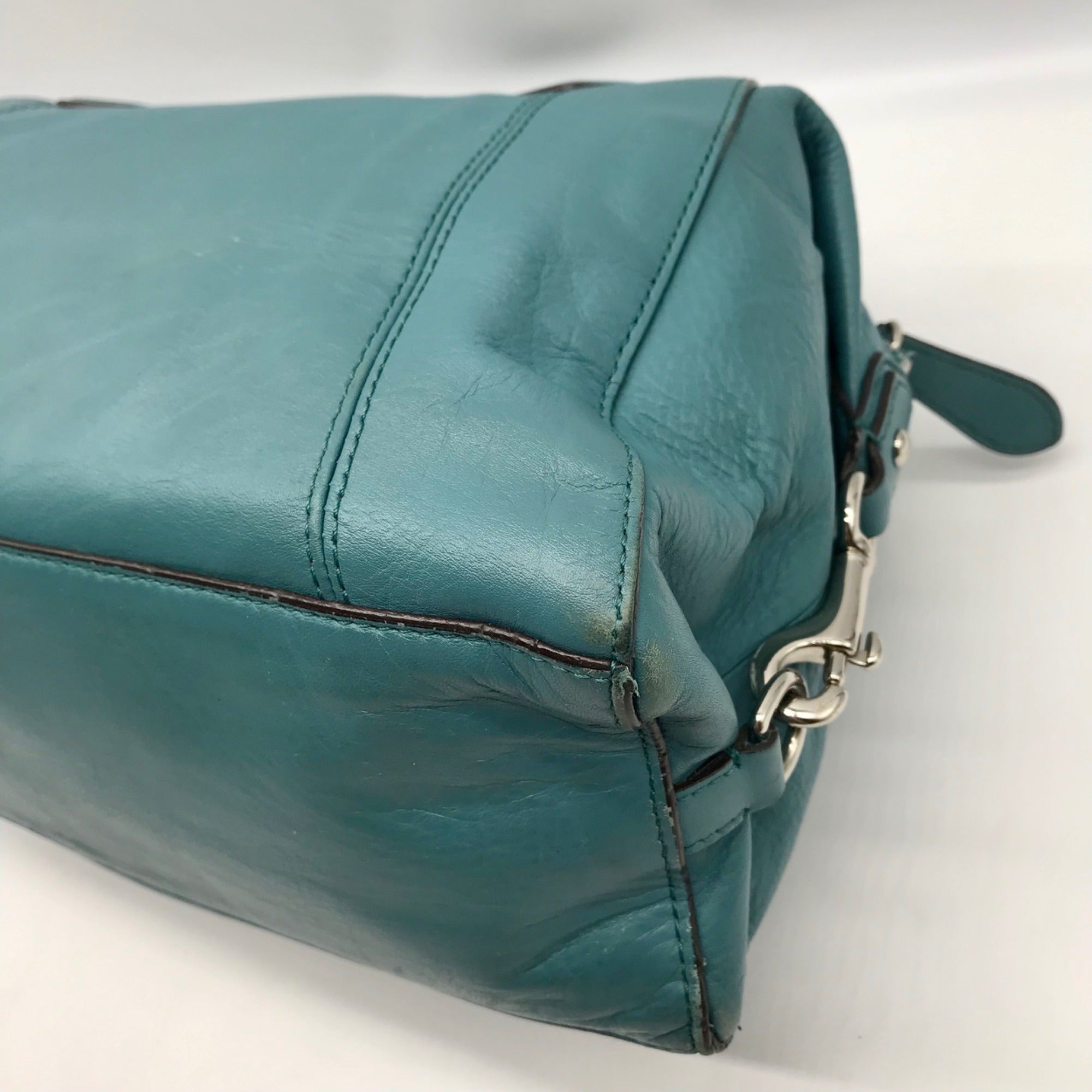 Coach Teal Leather Campbell Satchel Bag F24690