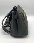 Salvatore Ferragamo Gray Pebbled Leather Gancio Crossbody