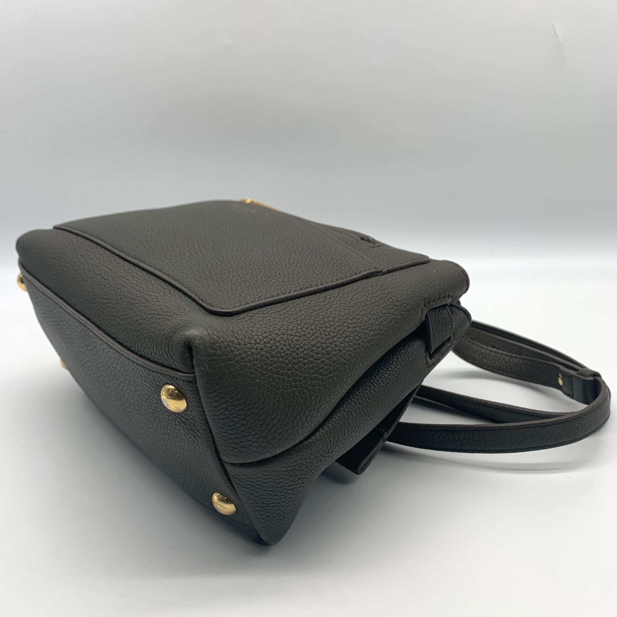 Salvatore Ferragamo Gray Pebbled Leather Gancio Crossbody