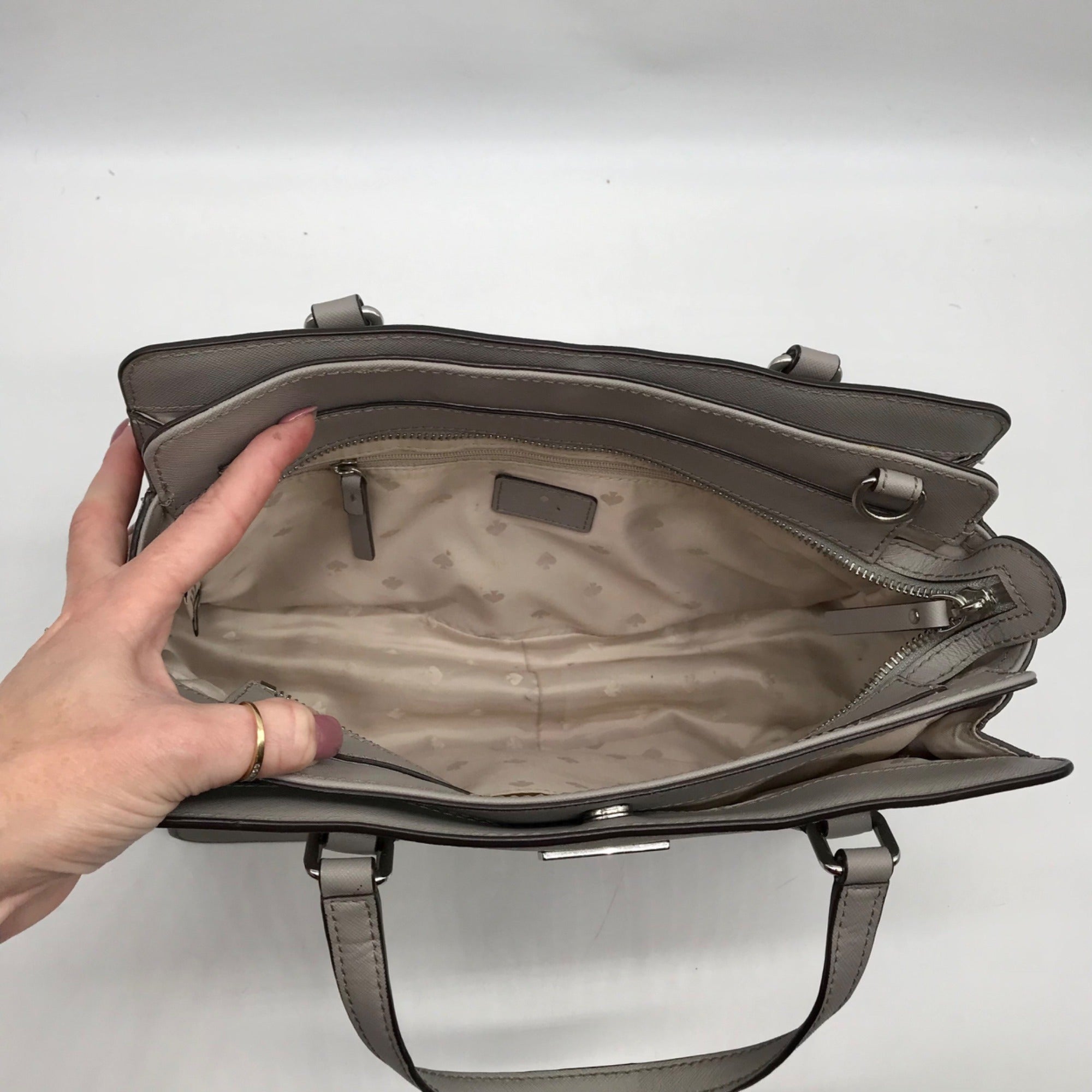 Kate Spade Gray Saffiano Leather Laurel Way Reese Satchel Bag