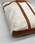 Tory Burch Ivory And Brown Canvas & Leather North South Tote Bag