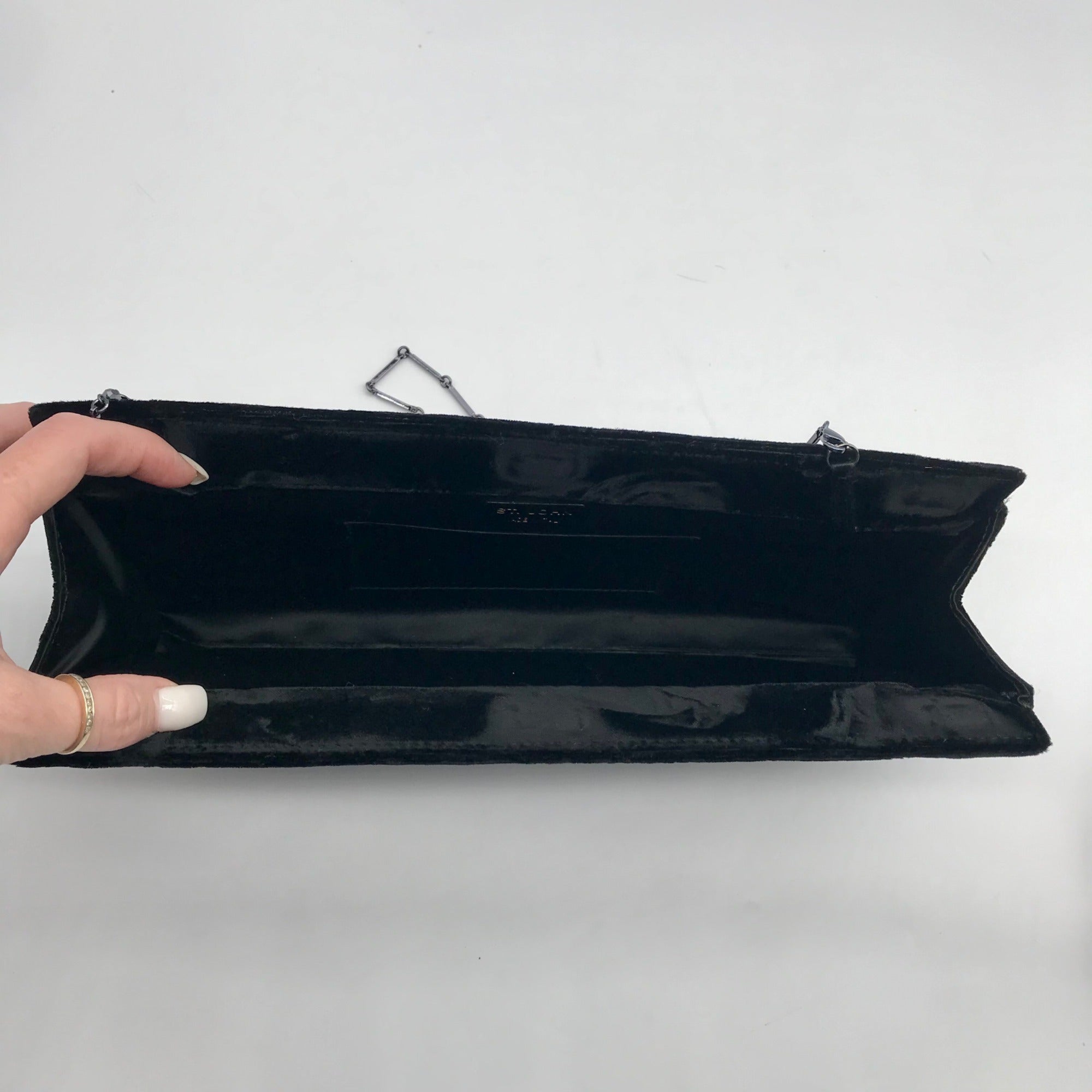 St. John Black Rhinestone Embellished Evening Clutch