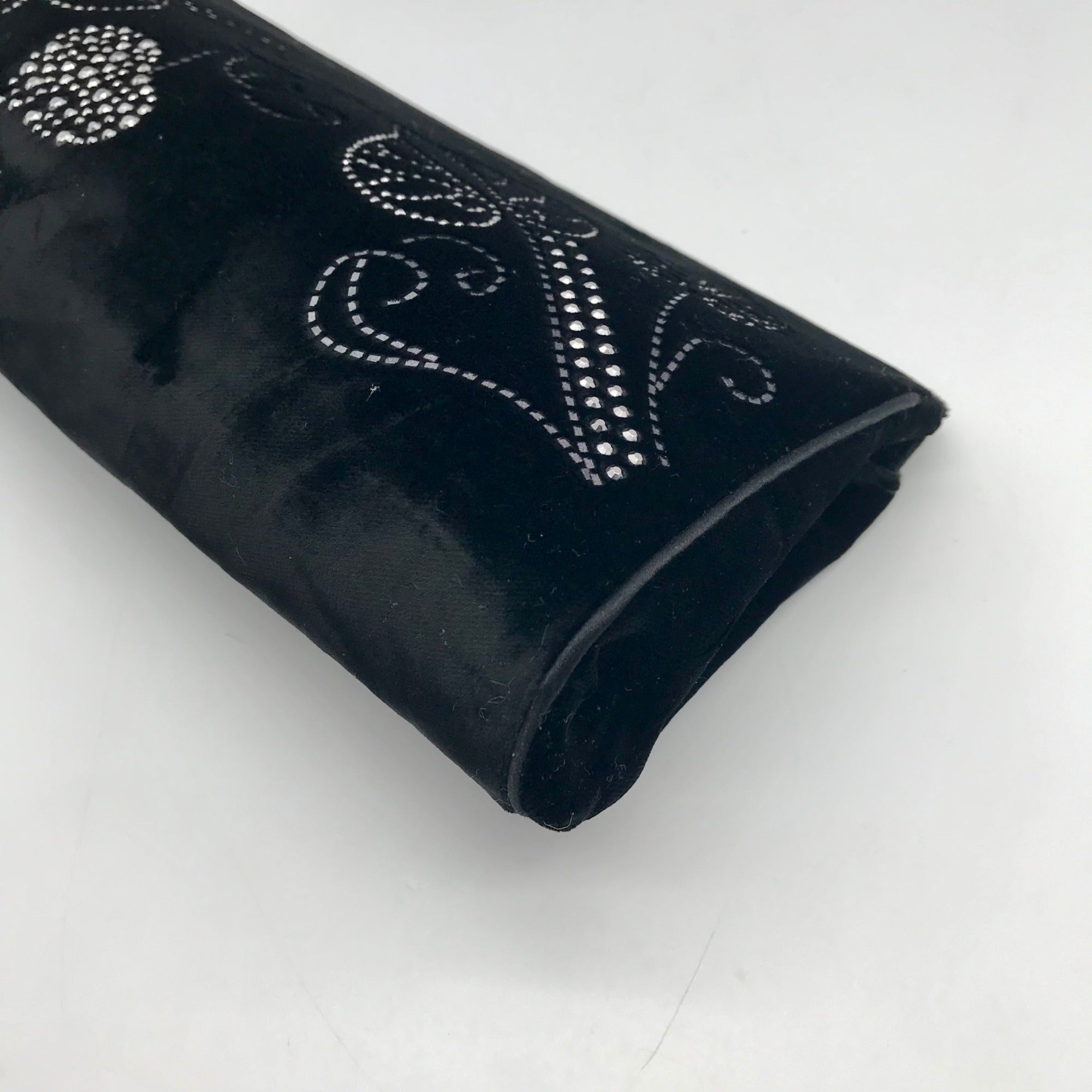 St. John Black Rhinestone Embellished Evening Clutch