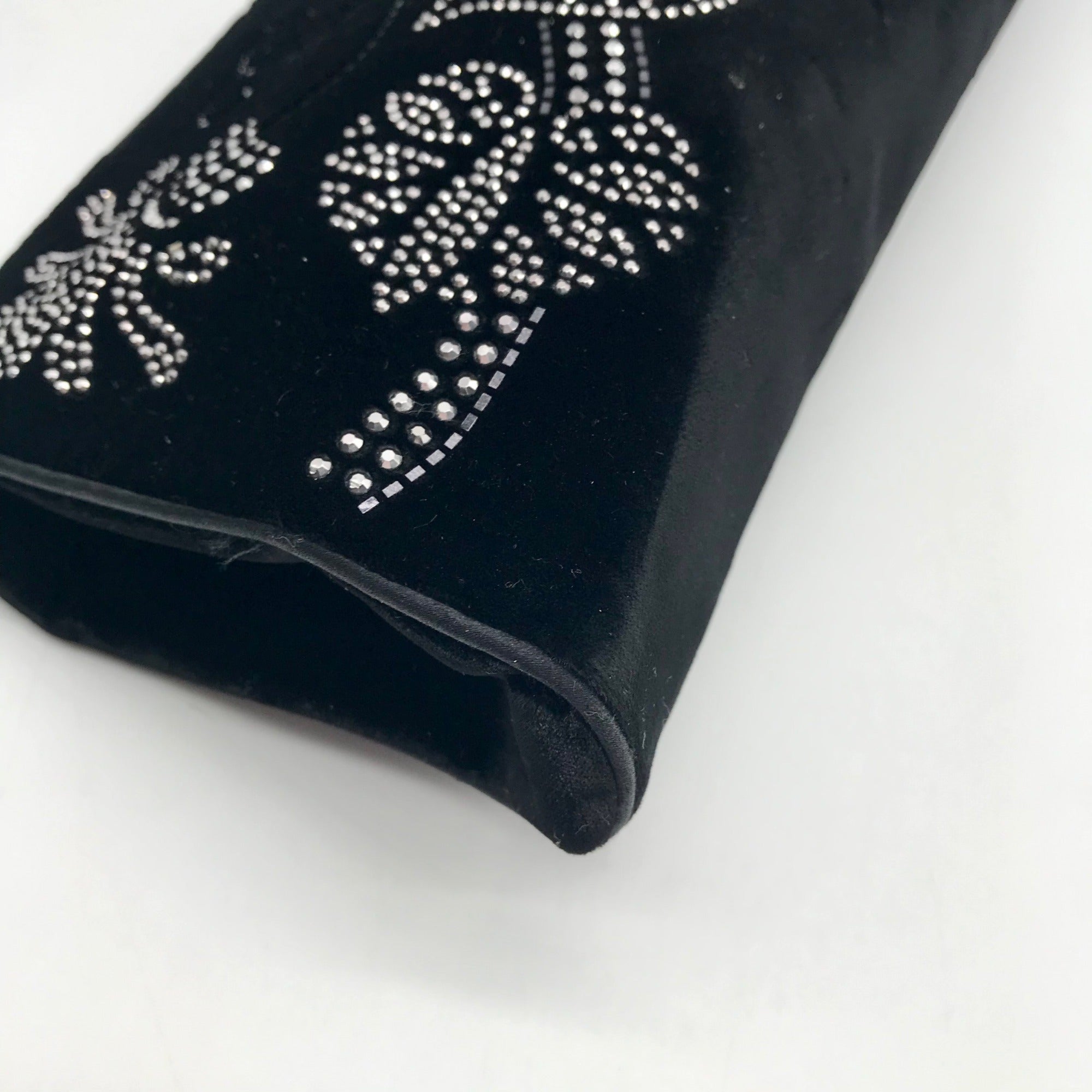 St. John Black Rhinestone Embellished Evening Clutch