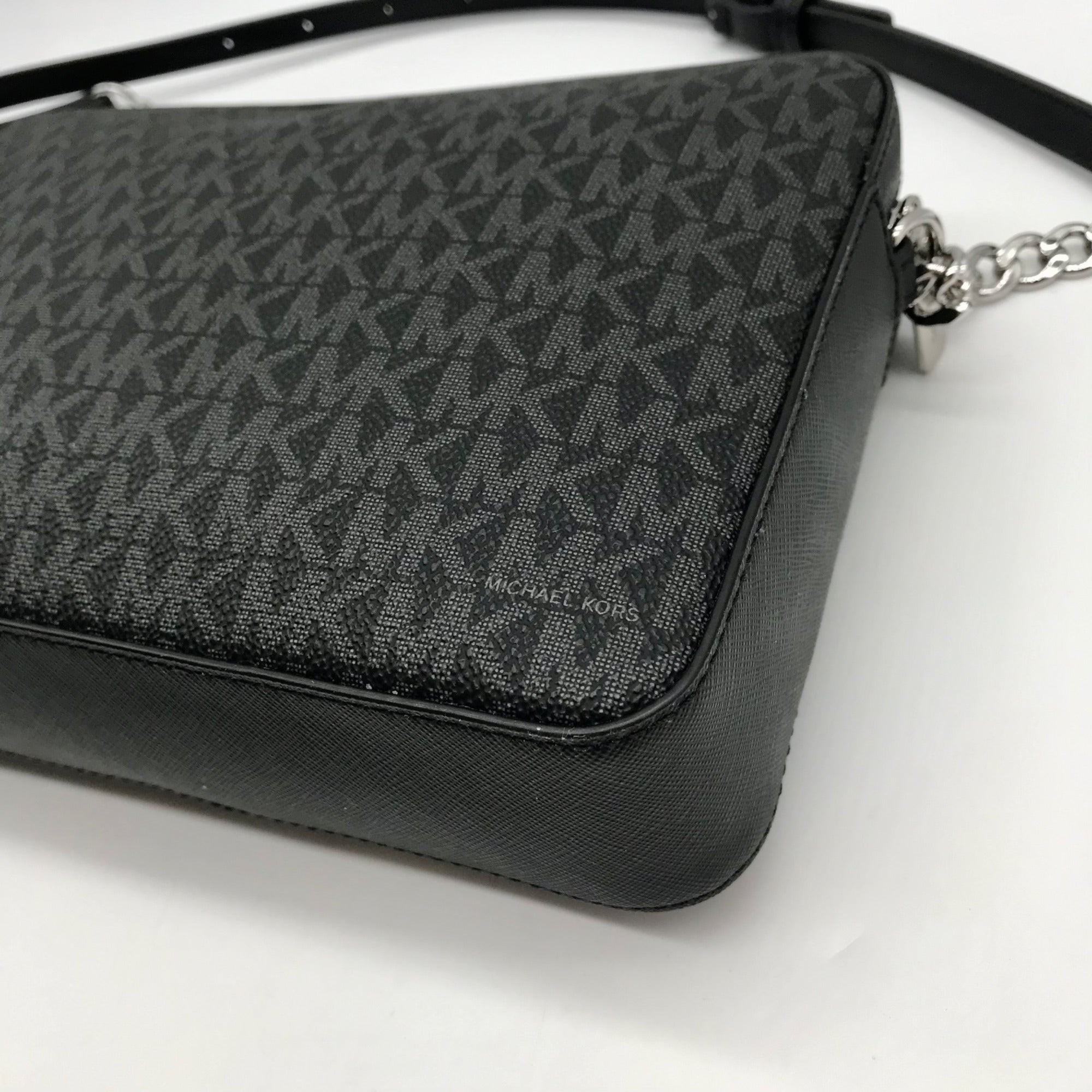 Michael Kors Black Logo Monogram Canvas Jet Set Crossbody