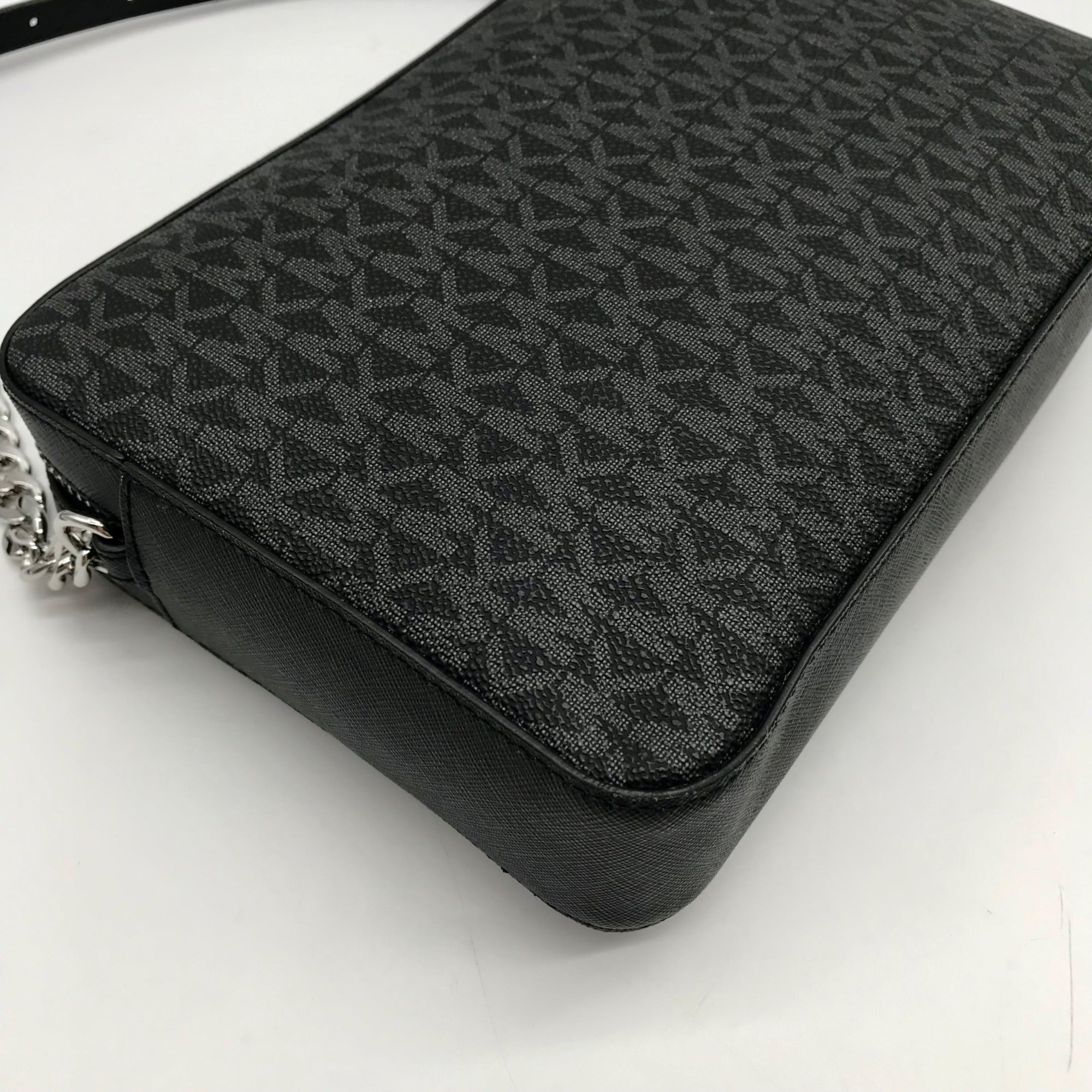 Michael Kors Black Logo Monogram Canvas Jet Set Crossbody