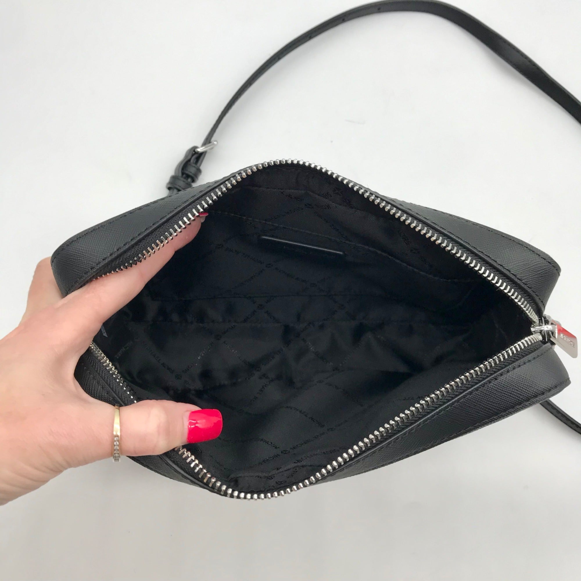 Michael Kors Black Logo Monogram Canvas Jet Set Crossbody