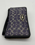 Coach Purple Signature Coated Canvas Wristlet