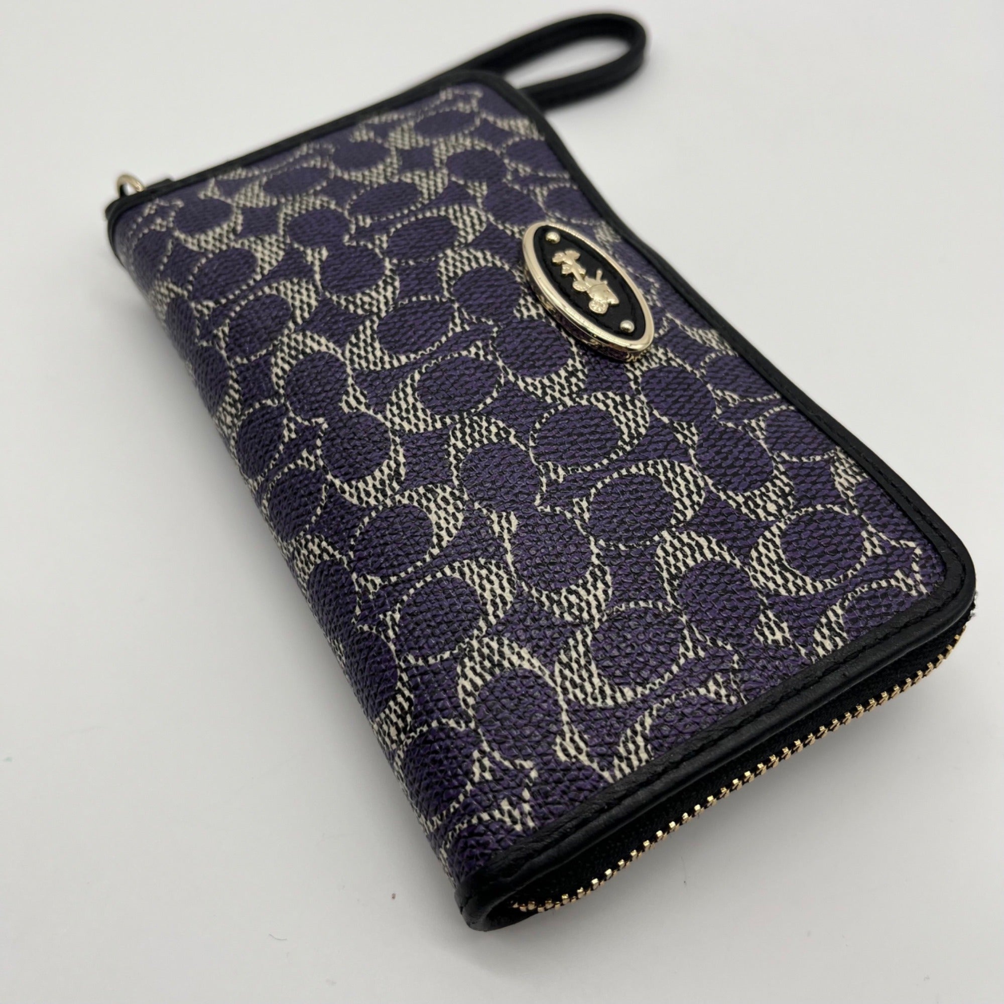 Coach Purple Signature Coated Canvas Wristlet