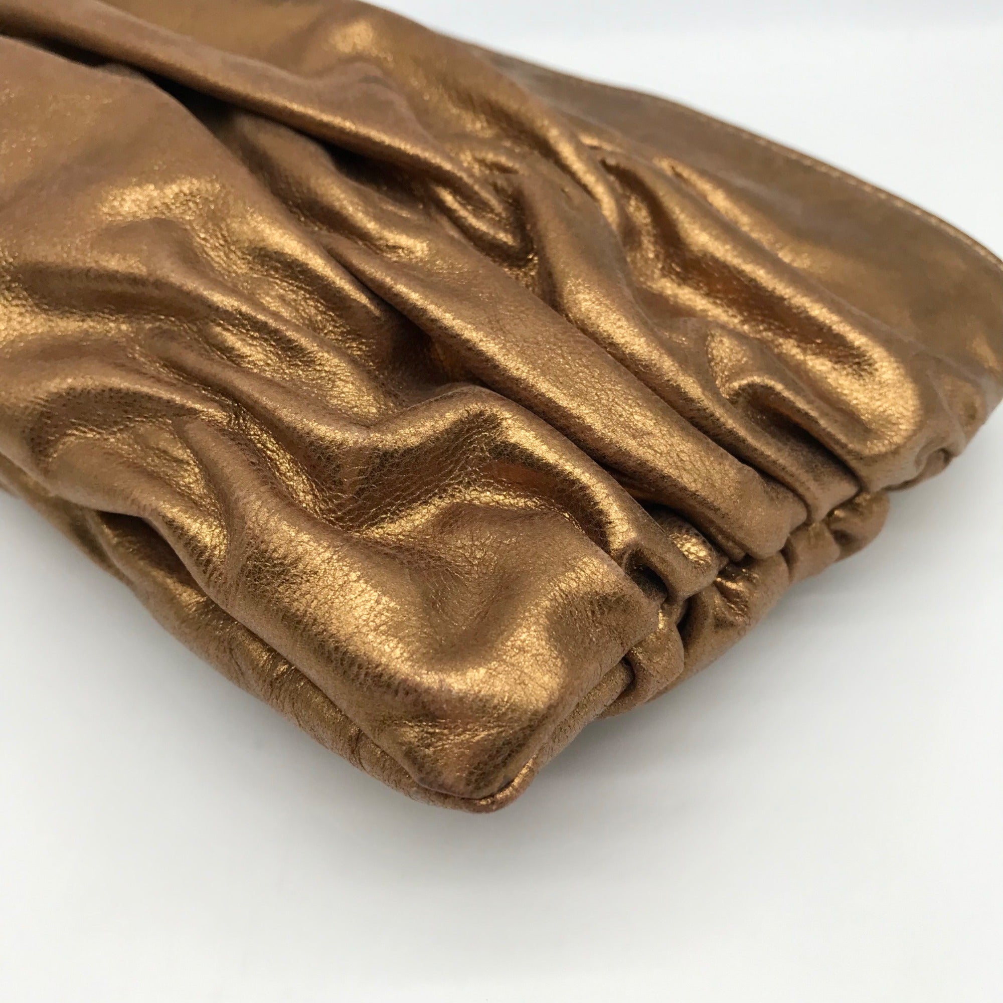 Michael Kors Bronze Leather Ruched Clutch Bag