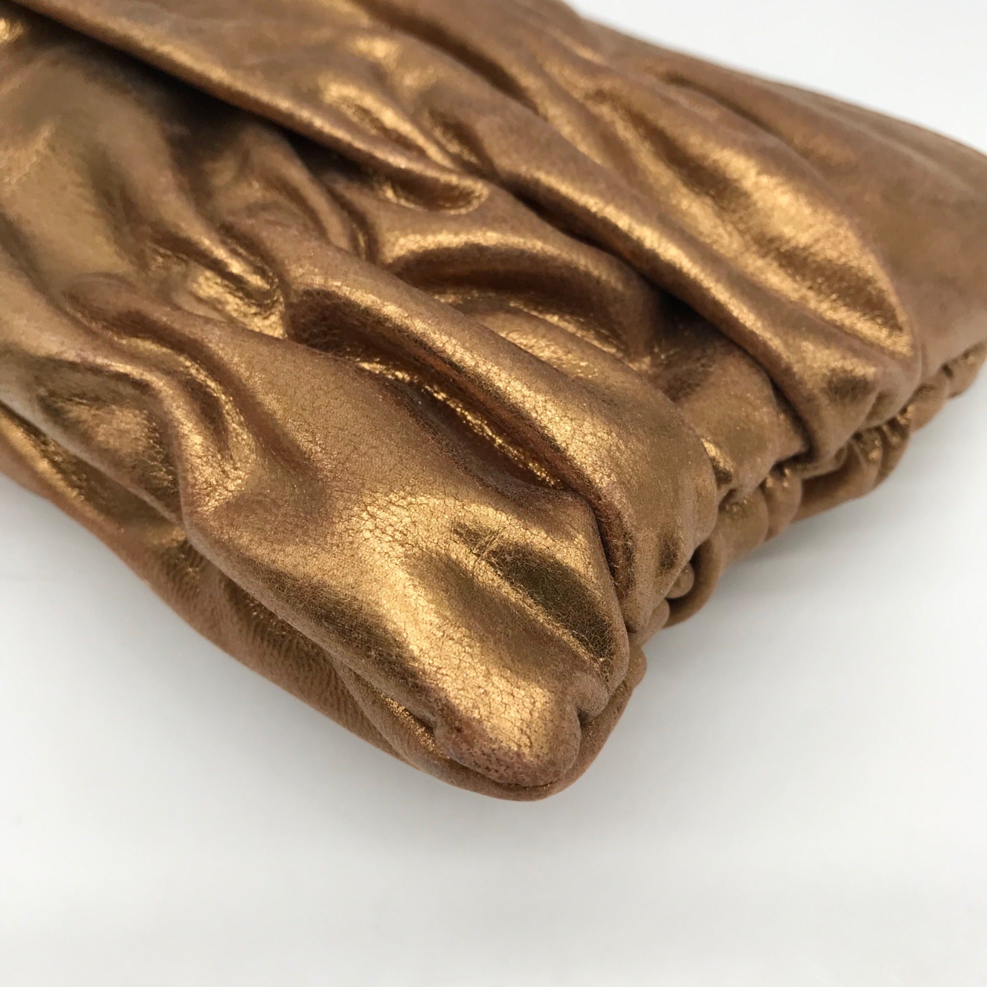Michael Kors Bronze Leather Ruched Clutch Bag