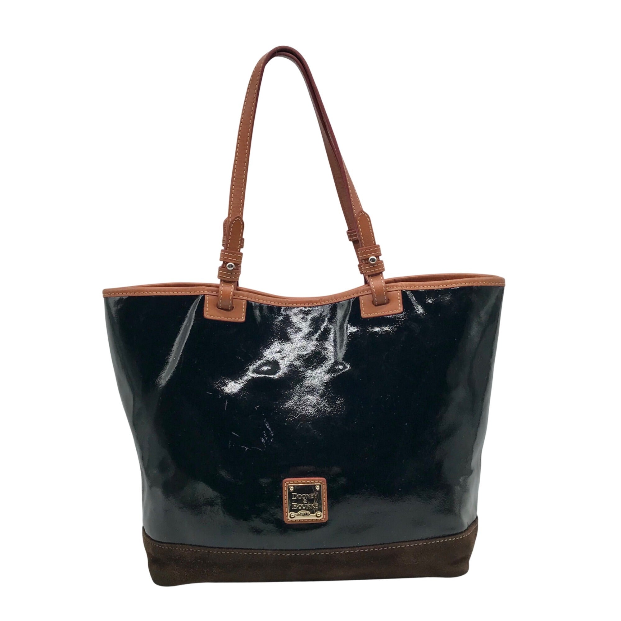 Dooney &amp; Bourke Black Patent Leather &amp; Suede Tote Bag