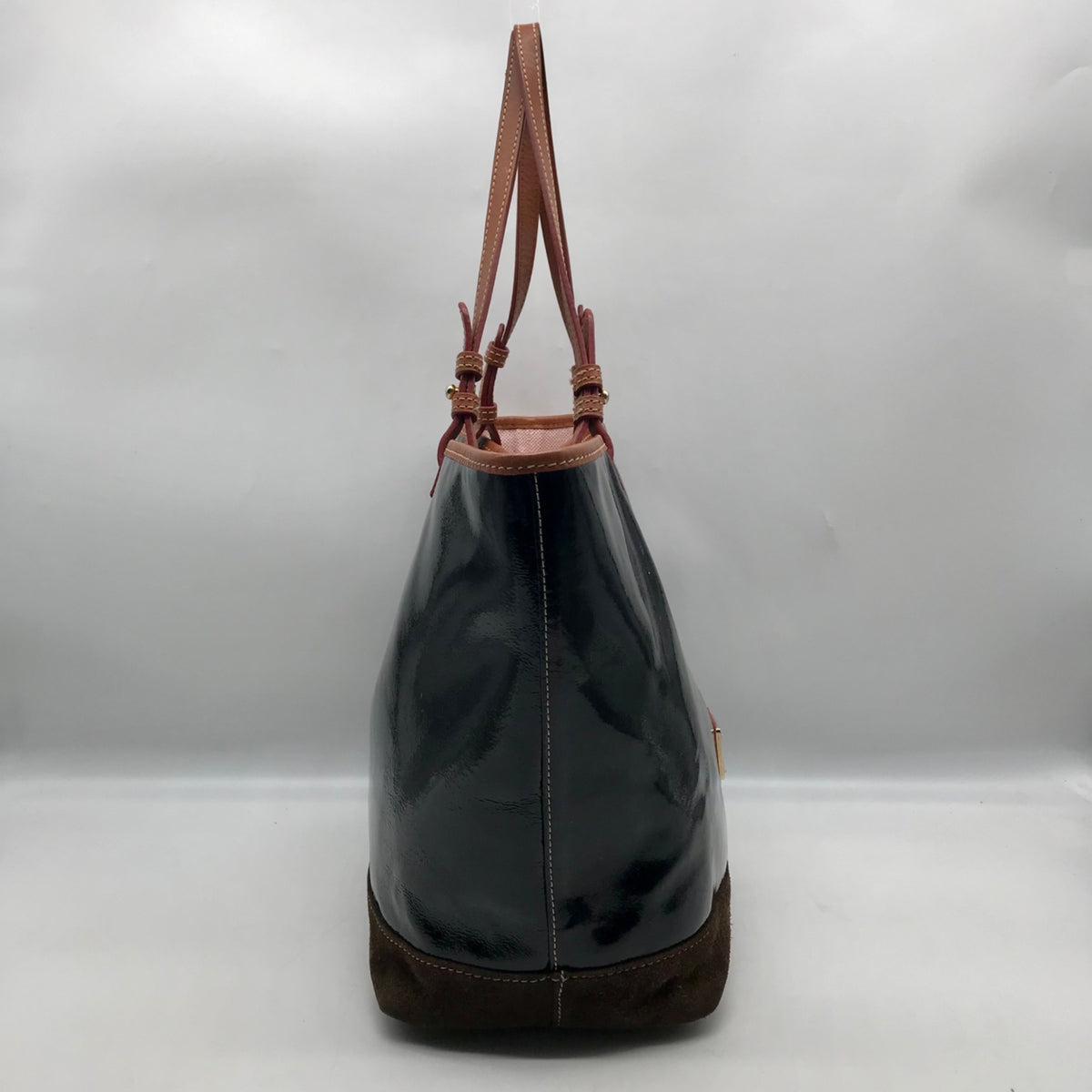 Dooney &amp; Bourke Black Patent Leather &amp; Suede Tote Bag