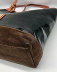 Dooney & Bourke Black Patent Leather & Suede Tote Bag