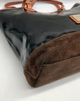 Dooney & Bourke Black Patent Leather & Suede Tote Bag
