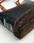 Dooney & Bourke Black Patent Leather & Suede Tote Bag