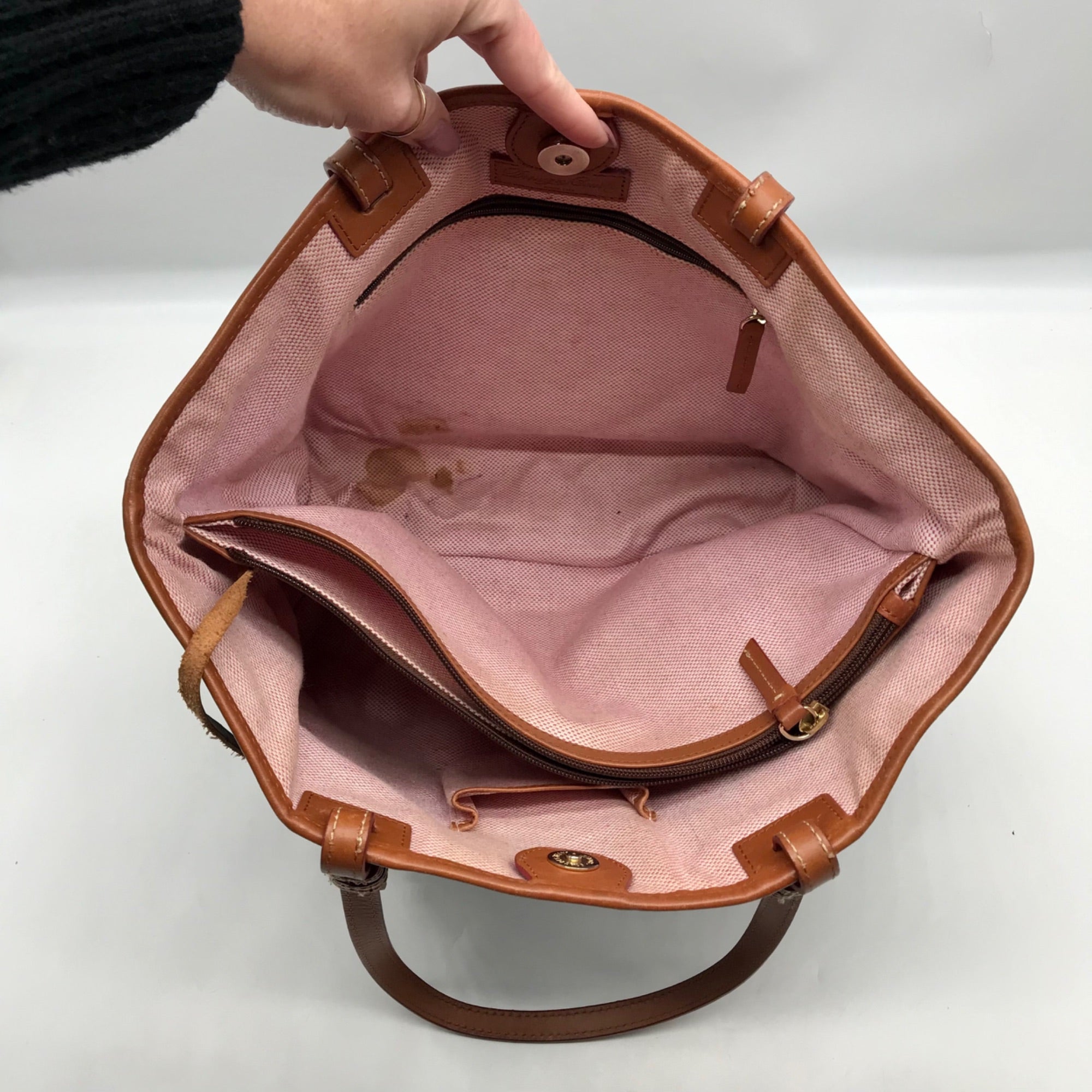Dooney &amp; Bourke Black Patent Leather &amp; Suede Tote Bag