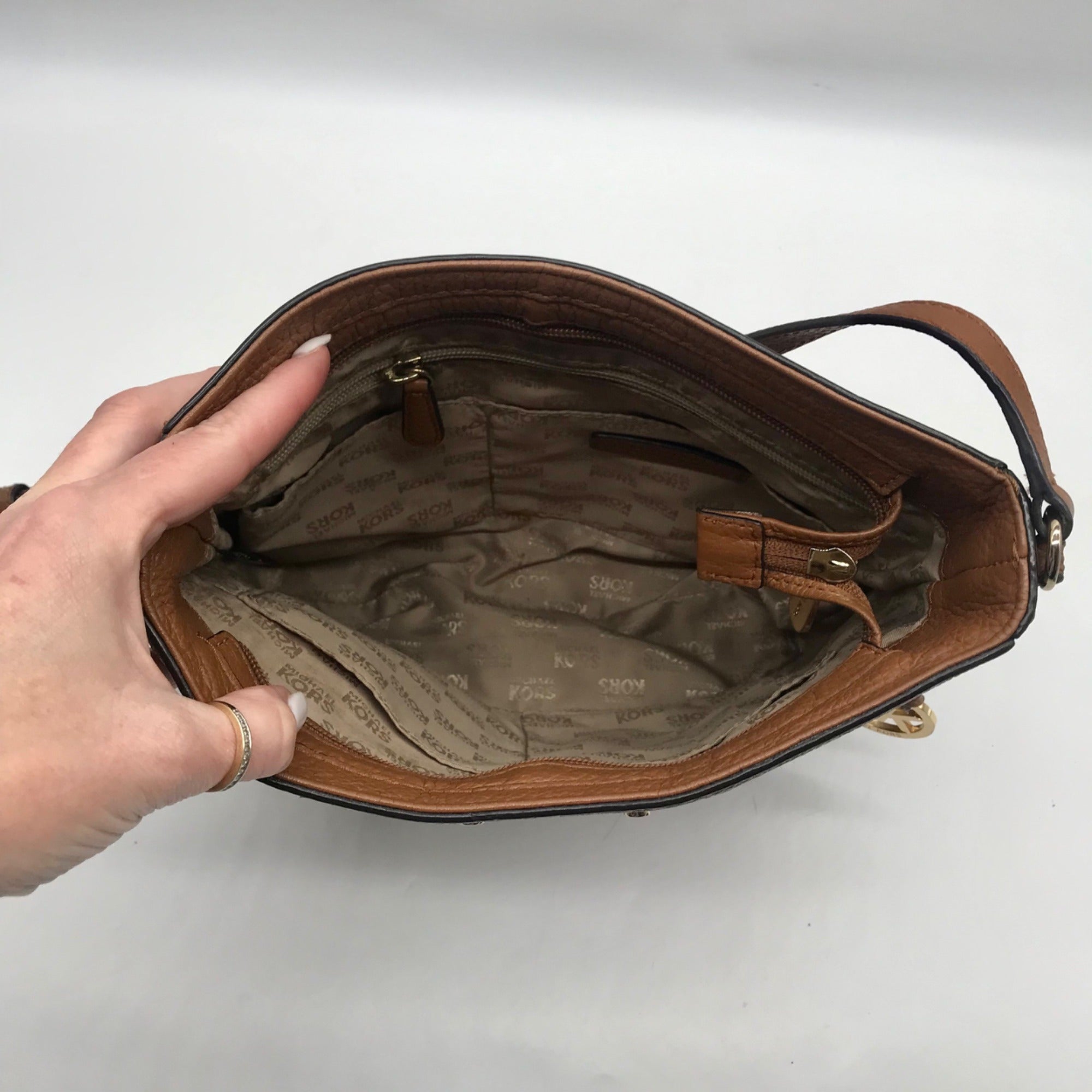 Michael Kors Brown Leather Jet Set Travel Large Crossbody Messenger Bag