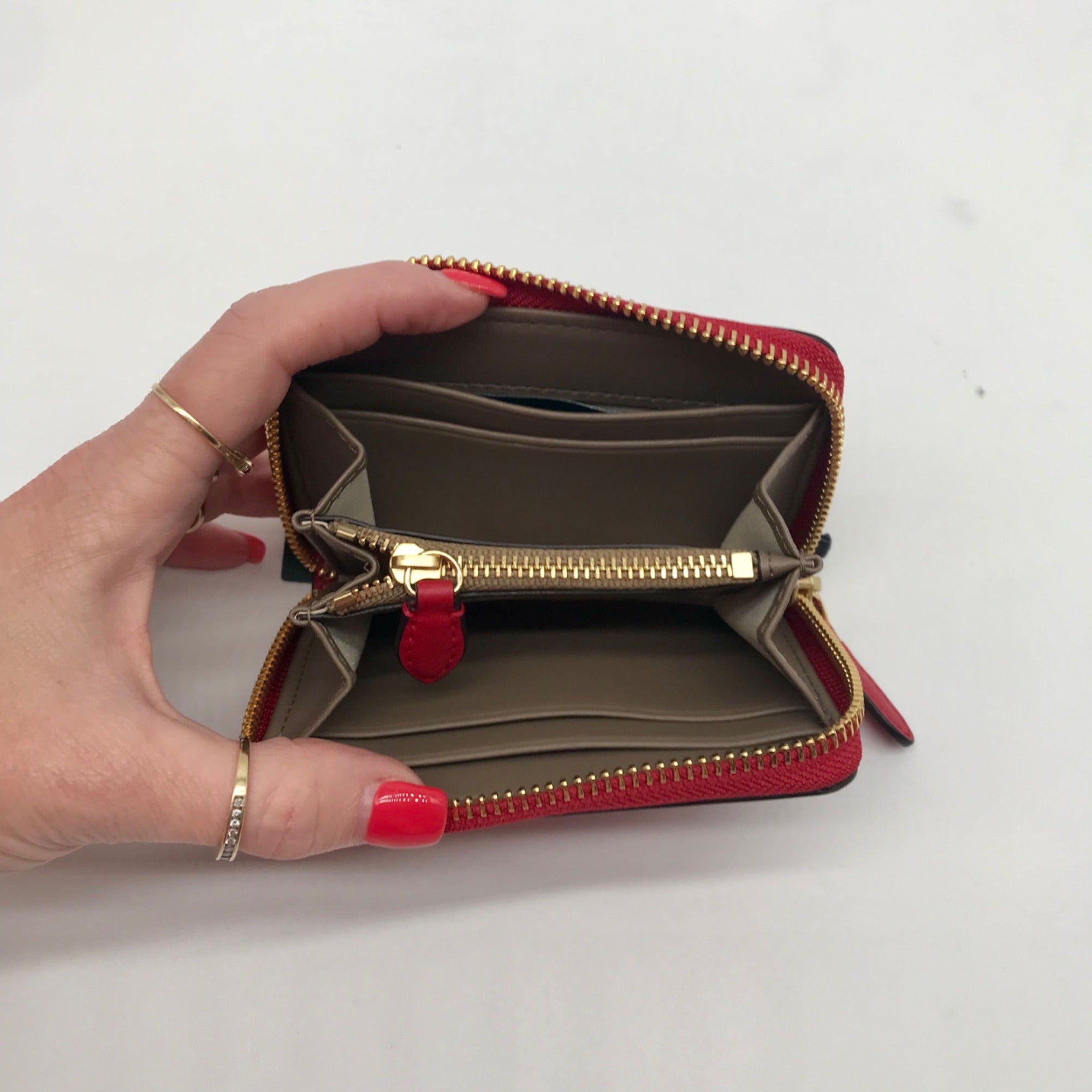 Ralph Lauren Red Smooth Leather Zip Wallet
