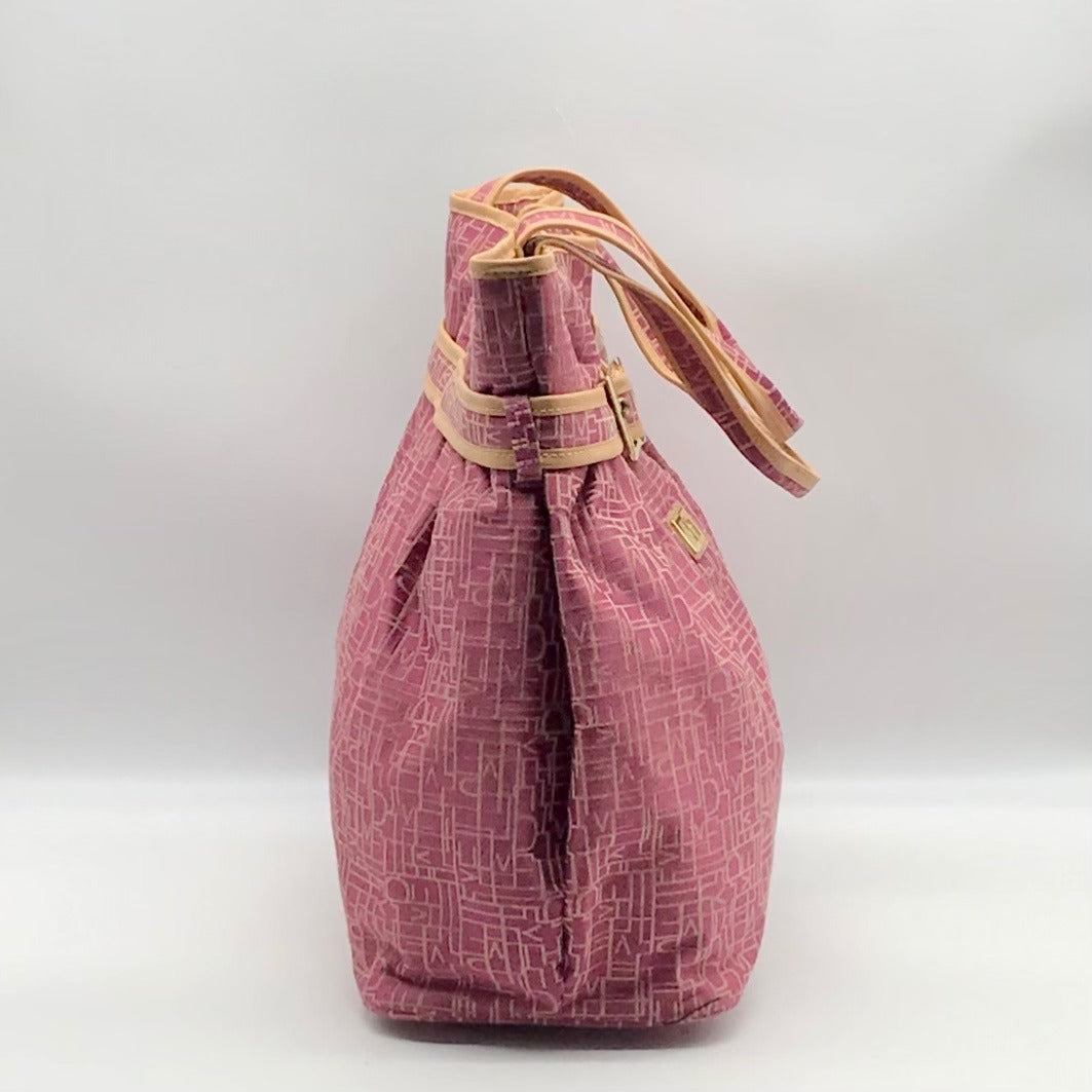 Diane von Furstenberg Purple And Brown Monogram Canvas Travel Tote Bag