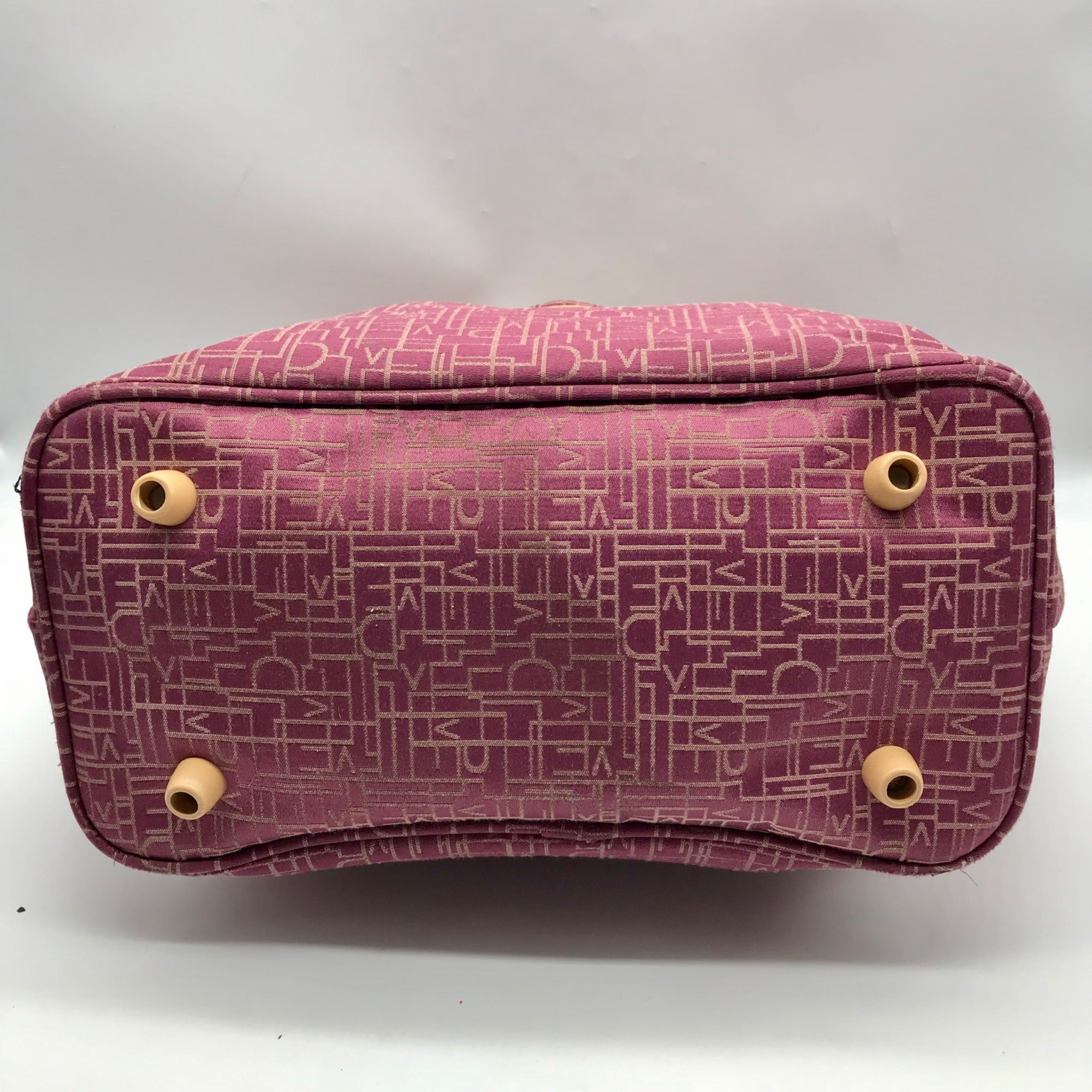 Diane von Furstenberg Purple And Brown Monogram Canvas Travel Tote Bag