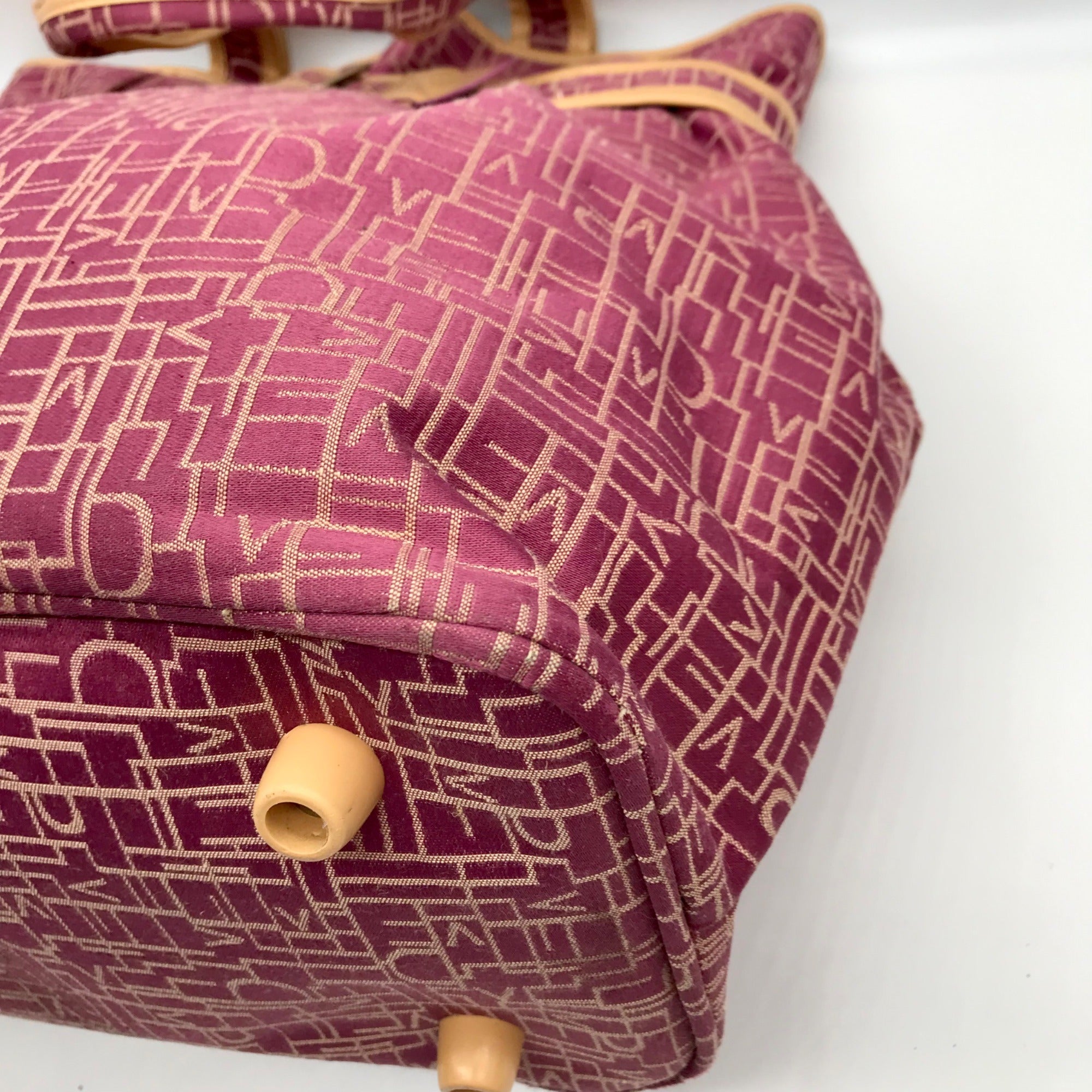 Diane von Furstenberg Purple And Brown Monogram Canvas Travel Tote Bag