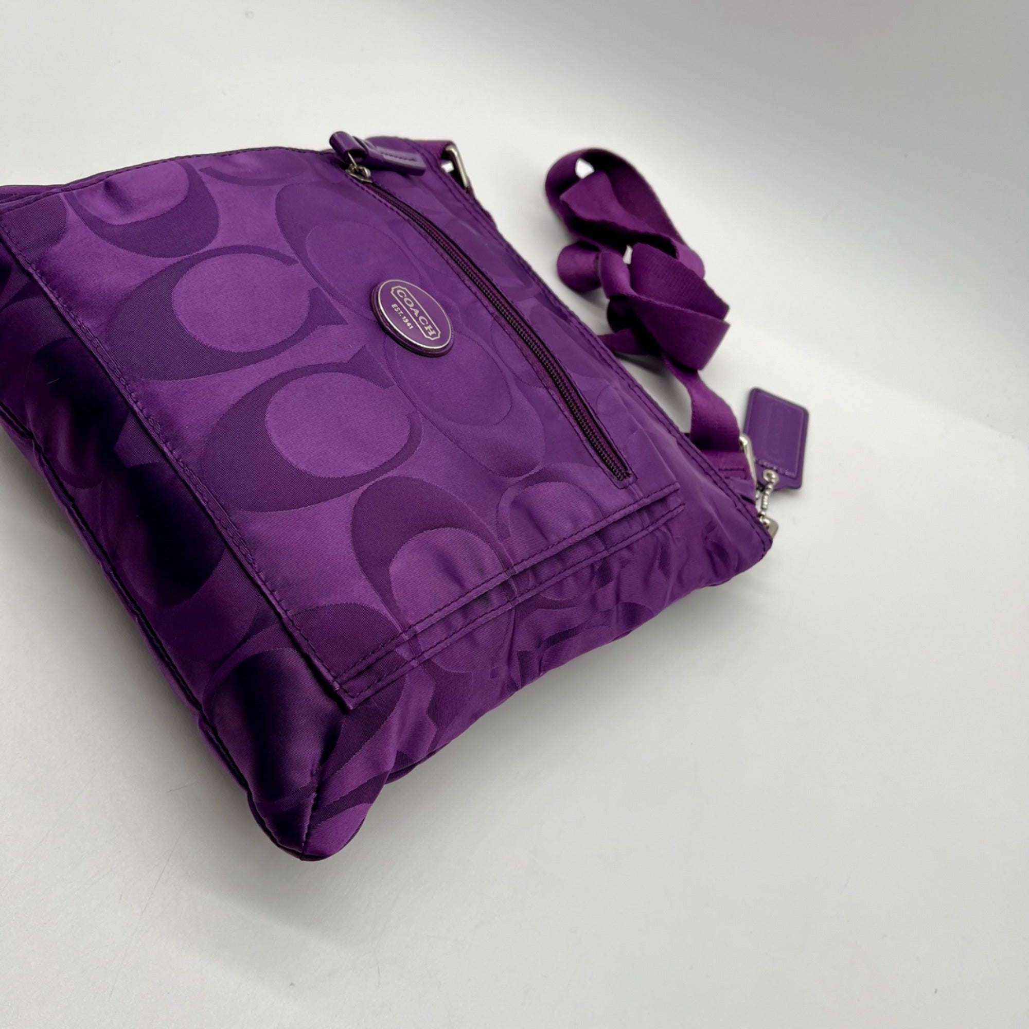 Coach Purple Monogram Print Nylon Crossbody