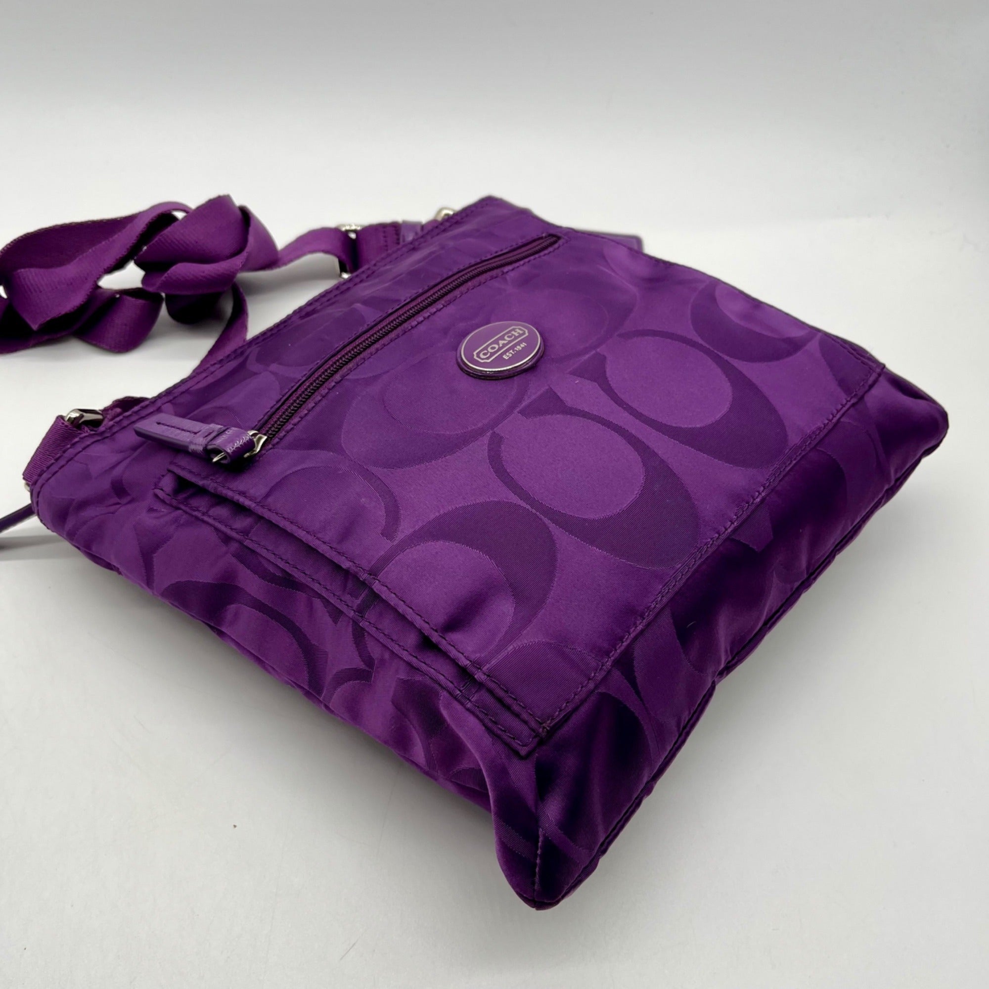 Coach Purple Monogram Print Nylon Crossbody