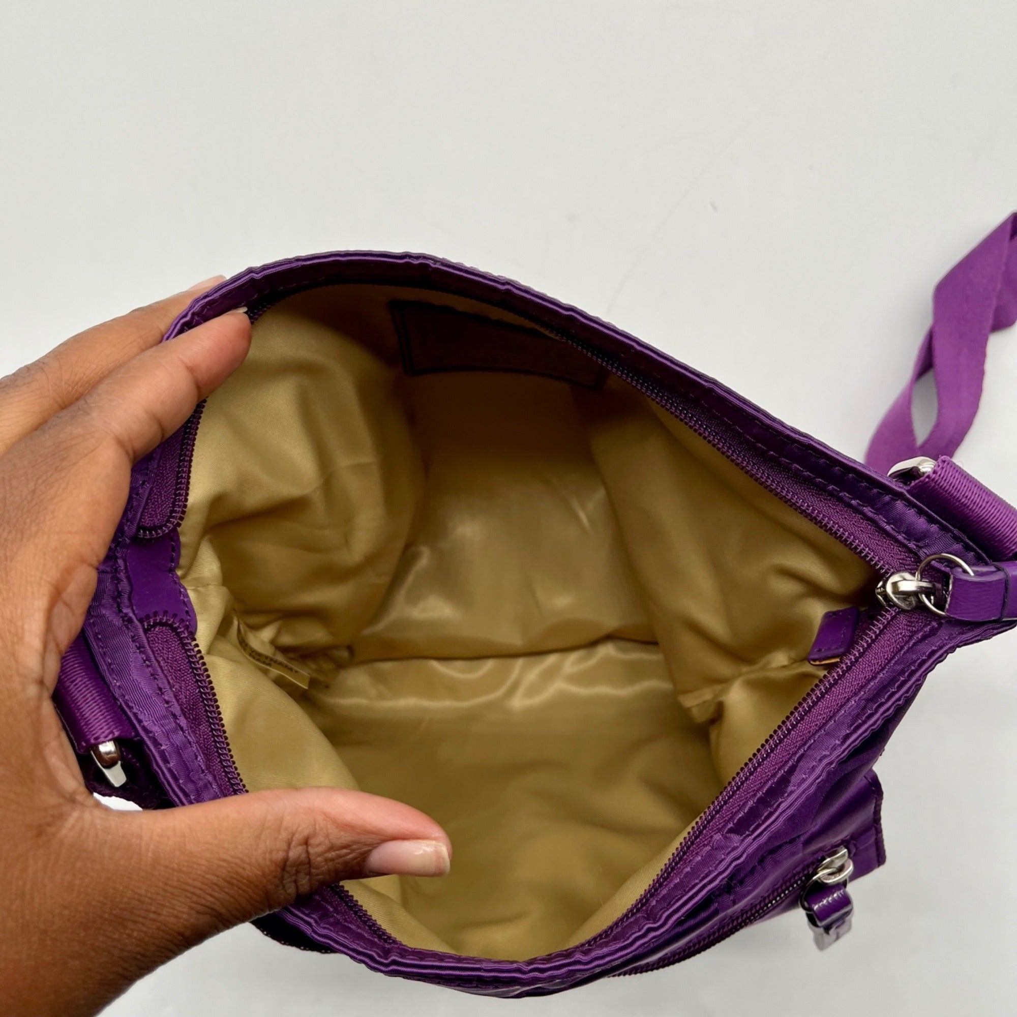Coach Purple Monogram Print Nylon Crossbody