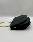 Melie Bianco Black Vegan Leather Felix Ring Crossbody Bag