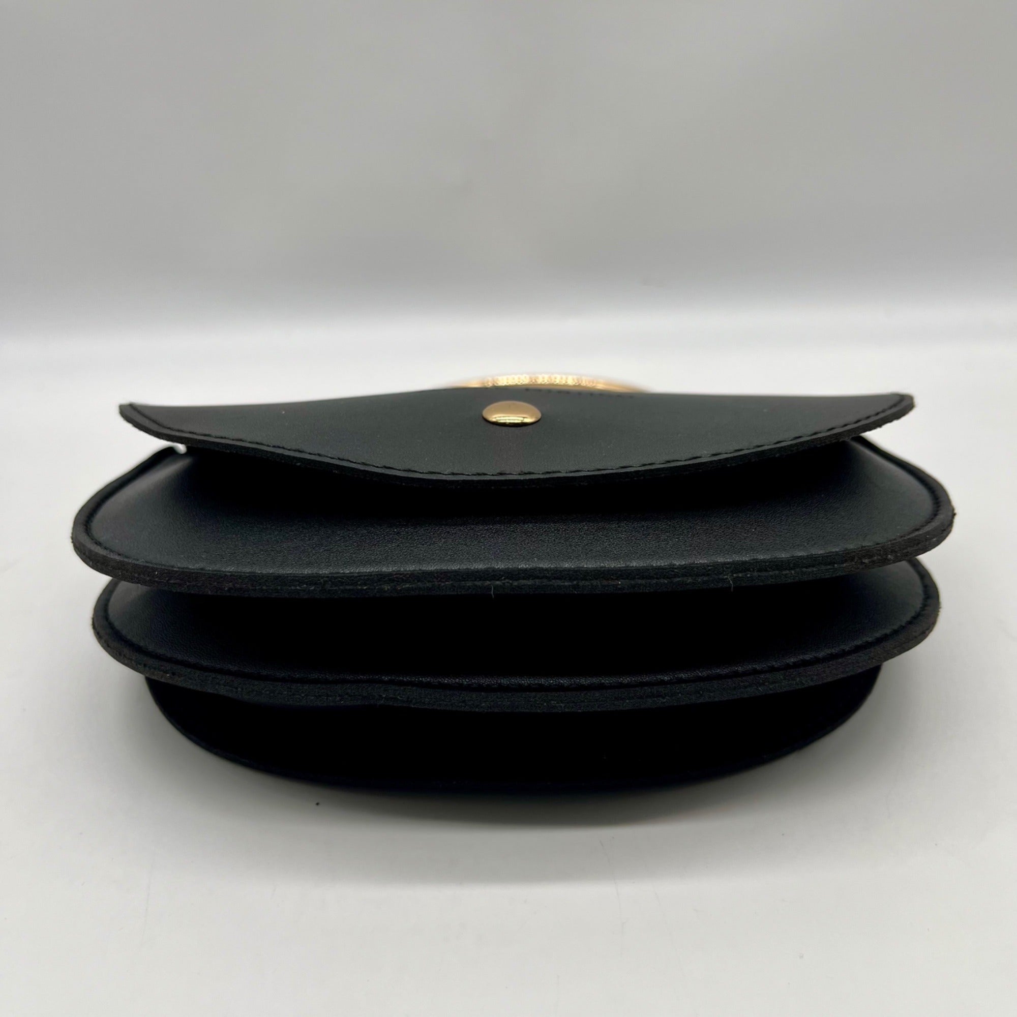 Melie Bianco Black Vegan Leather Felix Ring Crossbody Bag
