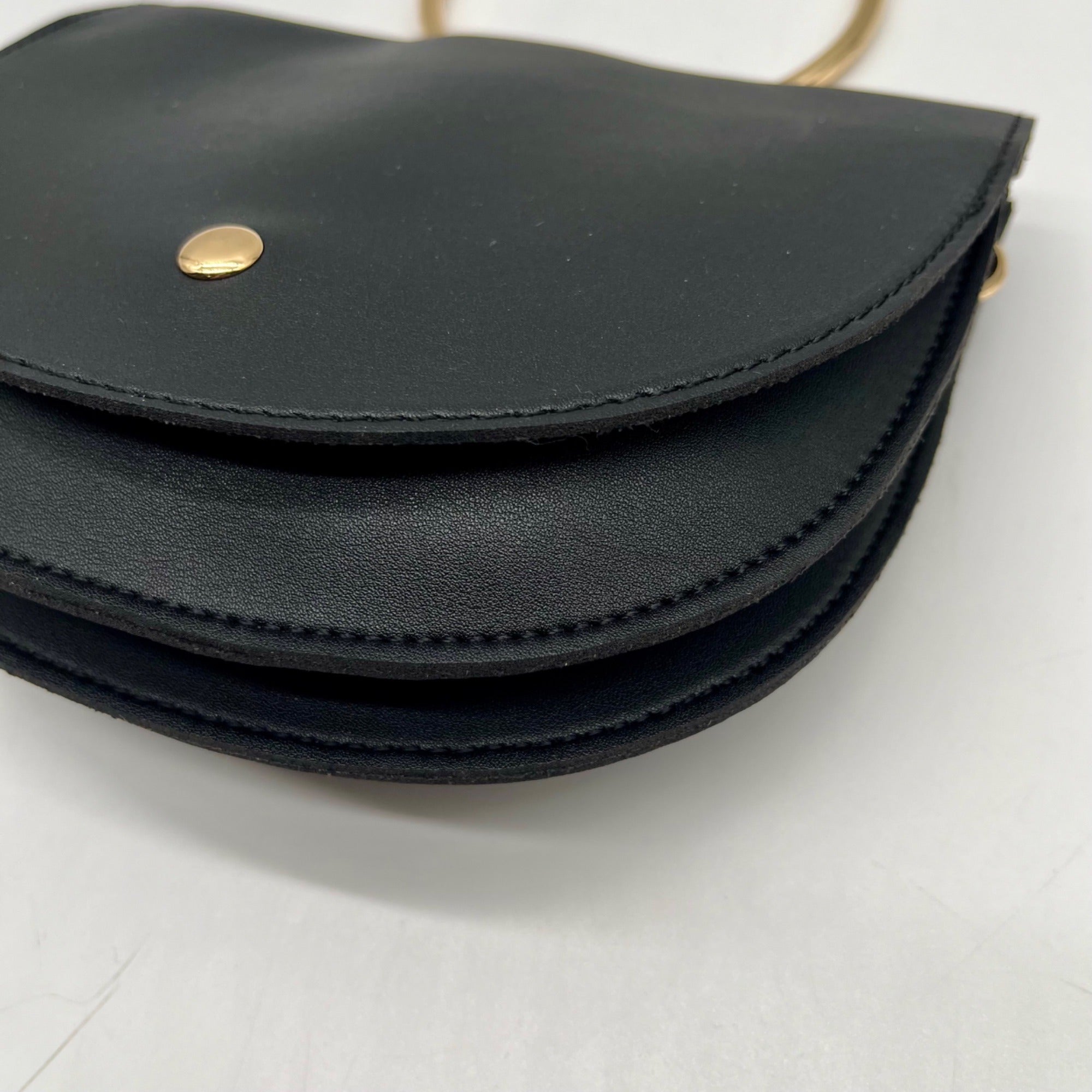 Melie Bianco Black Vegan Leather Felix Ring Crossbody Bag