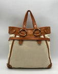 Ruehl No. 925 Off White Canvas Brown Leather Tote Bag