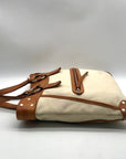 Ruehl No. 925 Off White Canvas Brown Leather Tote Bag