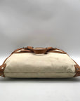 Ruehl No. 925 Off White Canvas Brown Leather Tote Bag