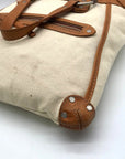 Ruehl No. 925 Off White Canvas Brown Leather Tote Bag