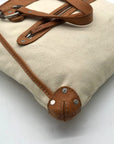 Ruehl No. 925 Off White Canvas Brown Leather Tote Bag