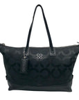 Coach Black Canvas Leather Julia OP Art Shoulder Tote Bag 14963