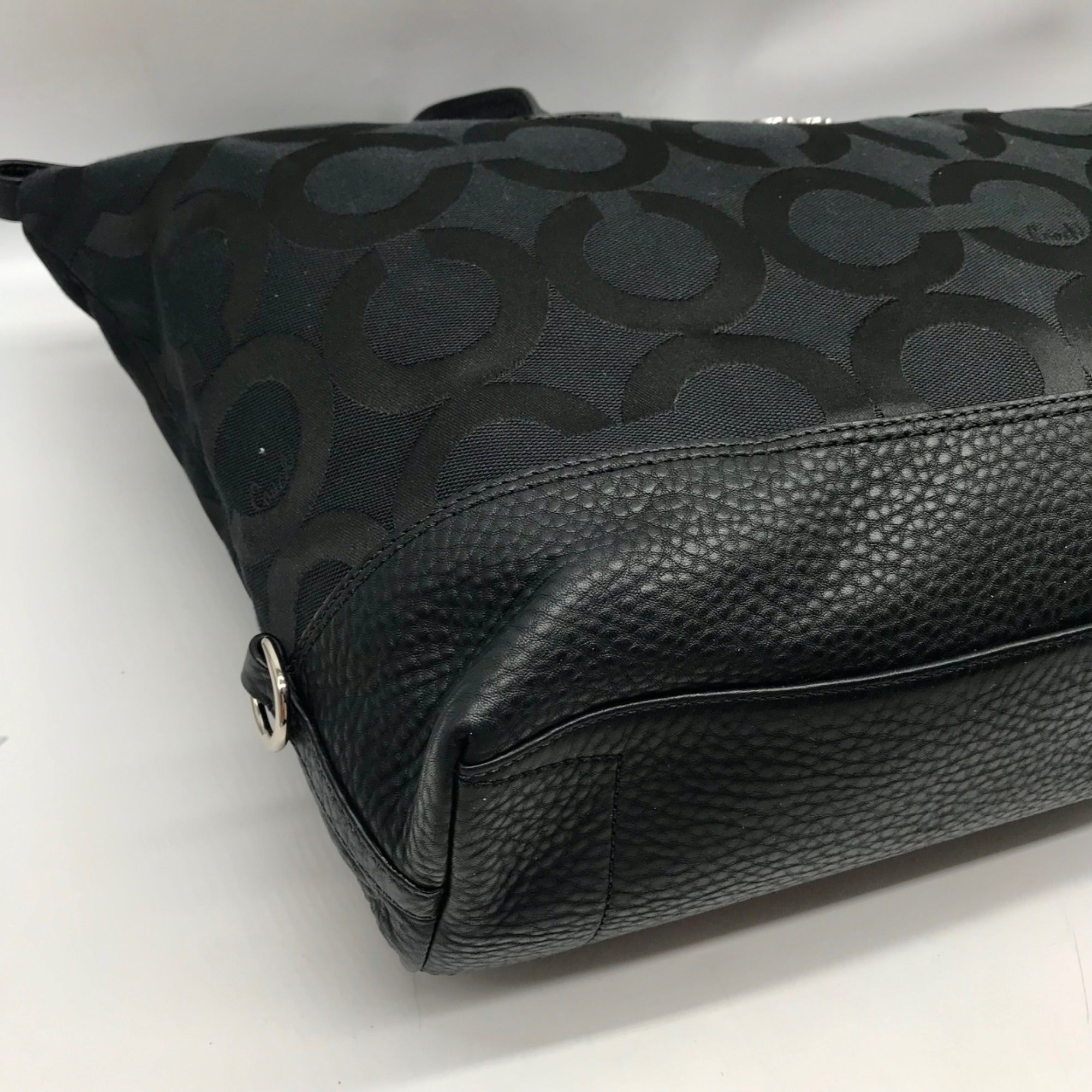 Coach Black Canvas Leather Julia OP Art Shoulder Tote Bag 14963