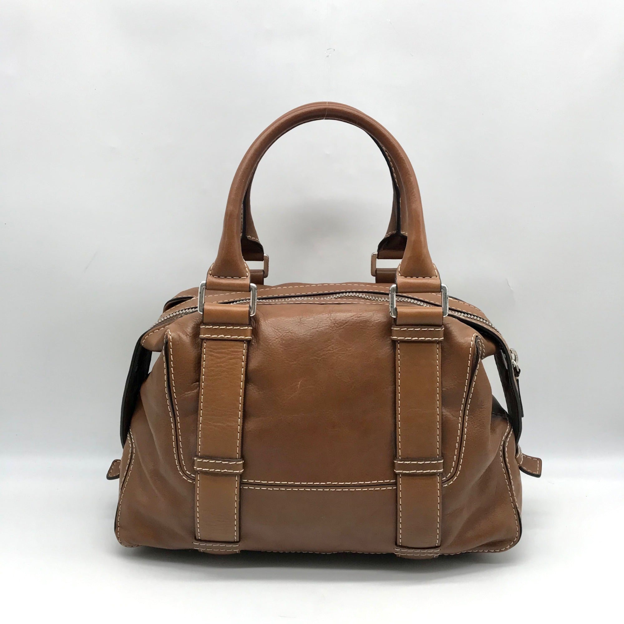 Michael Kors Brown Leather Bowler Satchel Bag