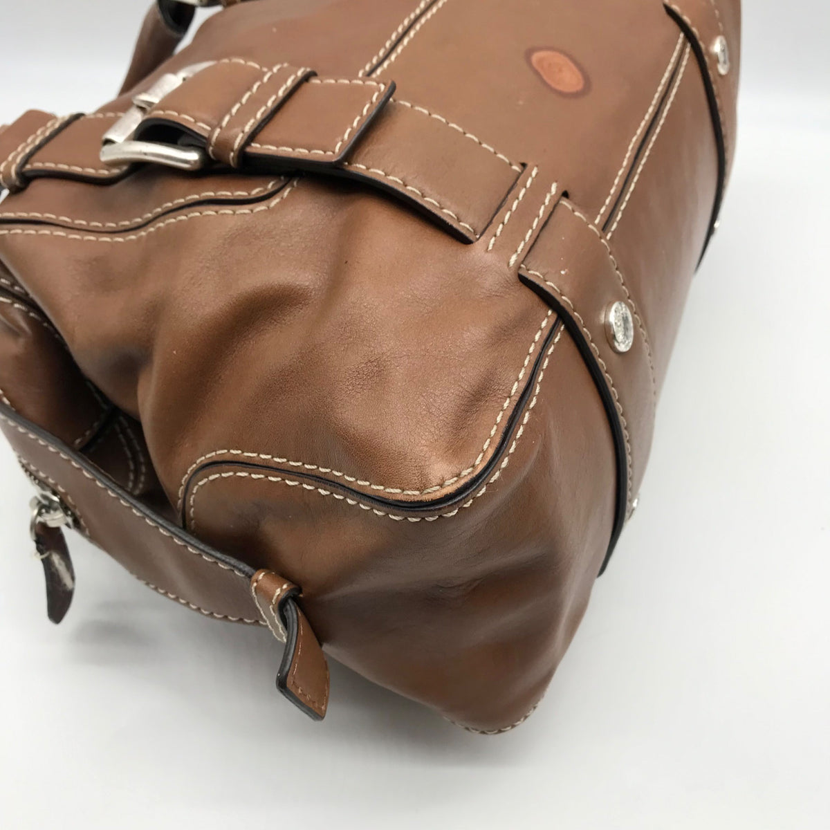 Michael Kors Brown Leather Bowler Satchel Bag