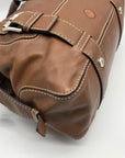 Michael Kors Brown Leather Bowler Satchel Bag
