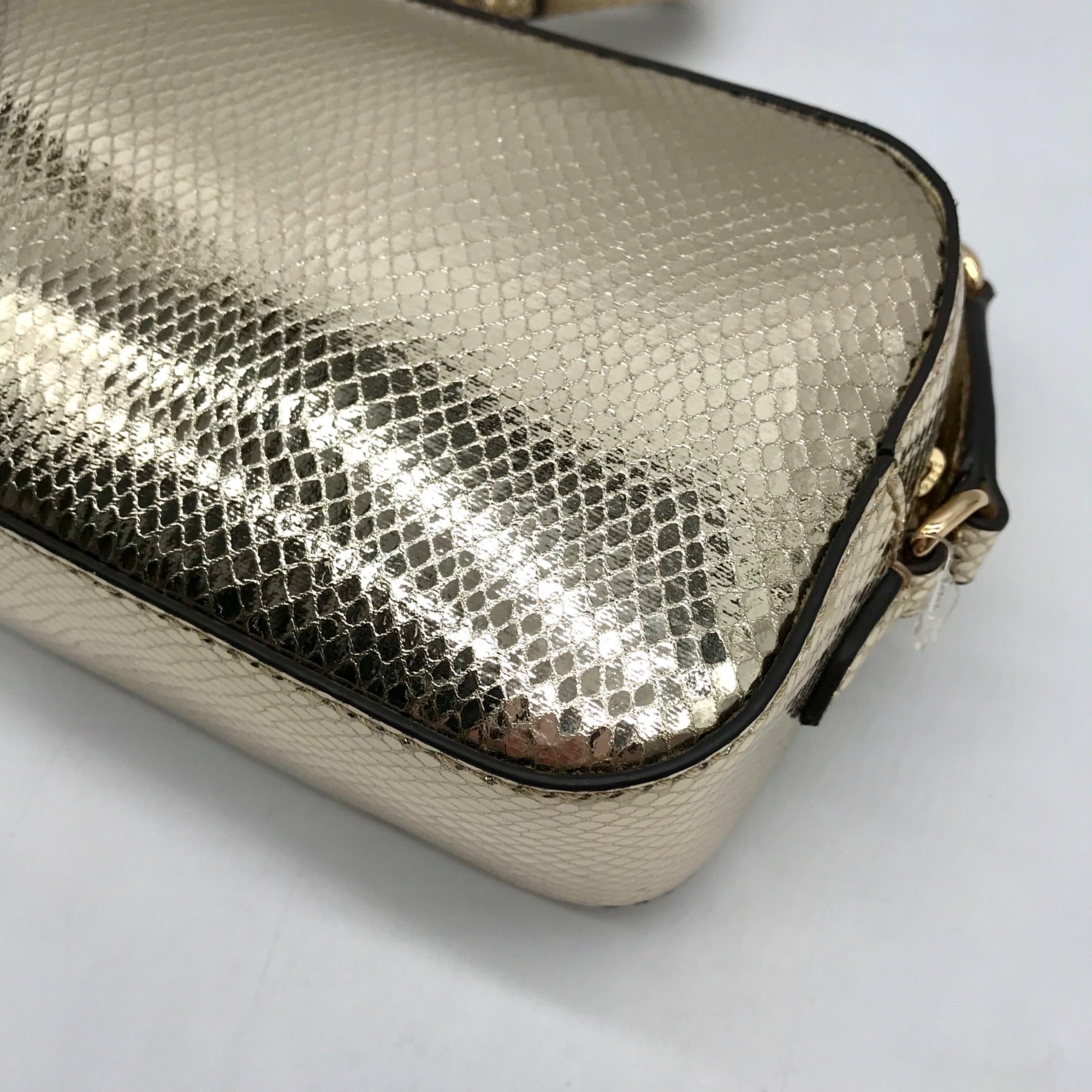 Michael Kors Metallic Gold Leather Maisie 2-In-1 Camera Crossbody Bag