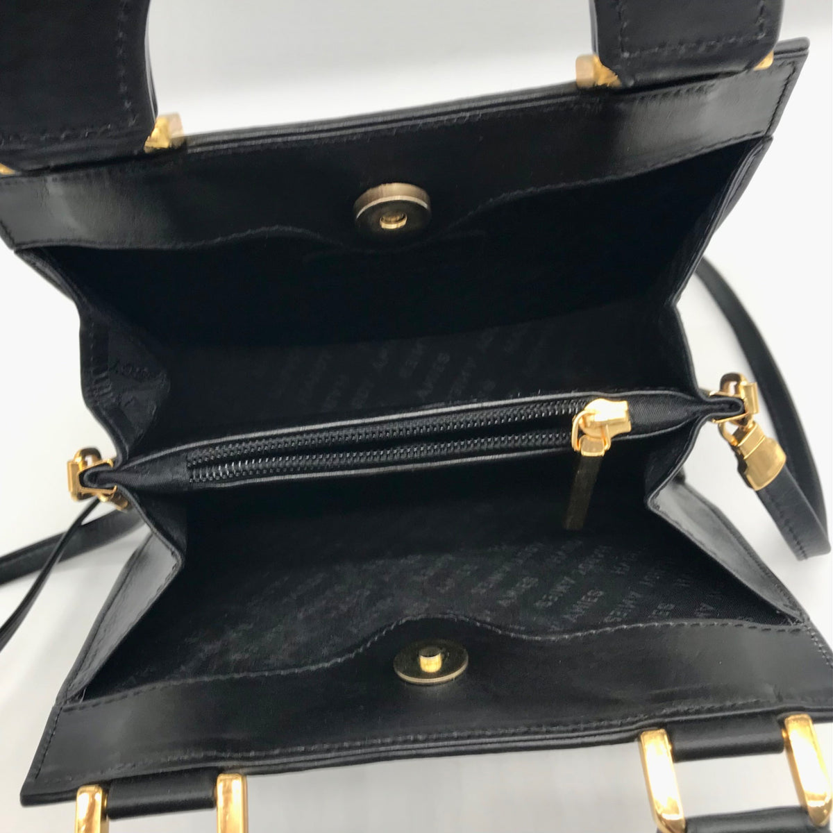 Hardy Amies Black Leather Top Handle Convertible Satchel