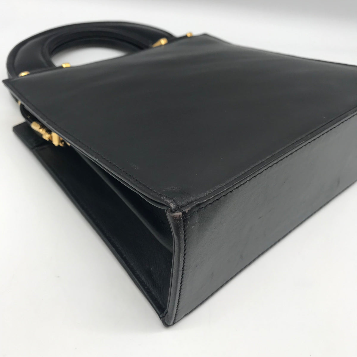Hardy Amies Black Leather Top Handle Convertible Satchel