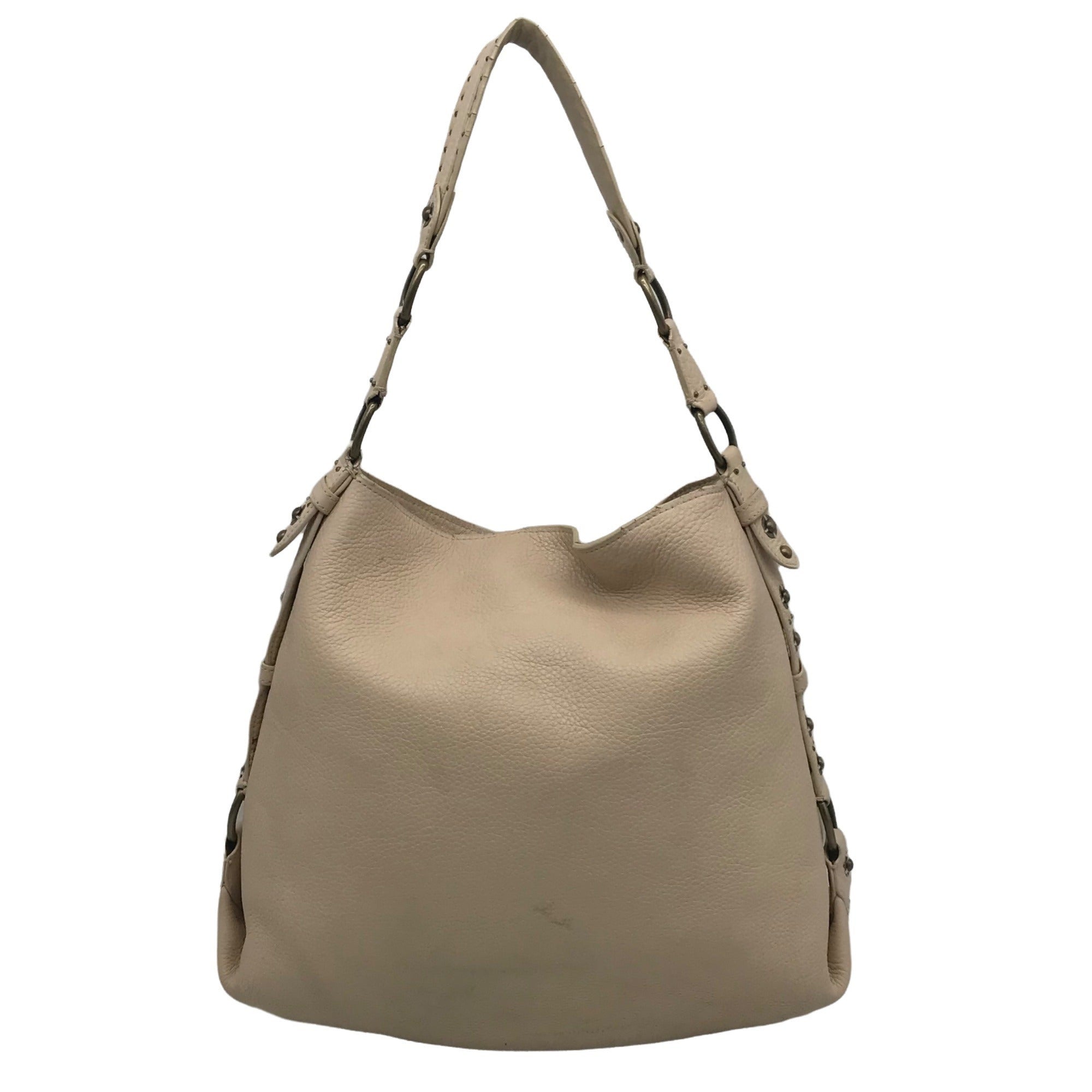 Cole Haan Cream Leather Studded Hobo Bag