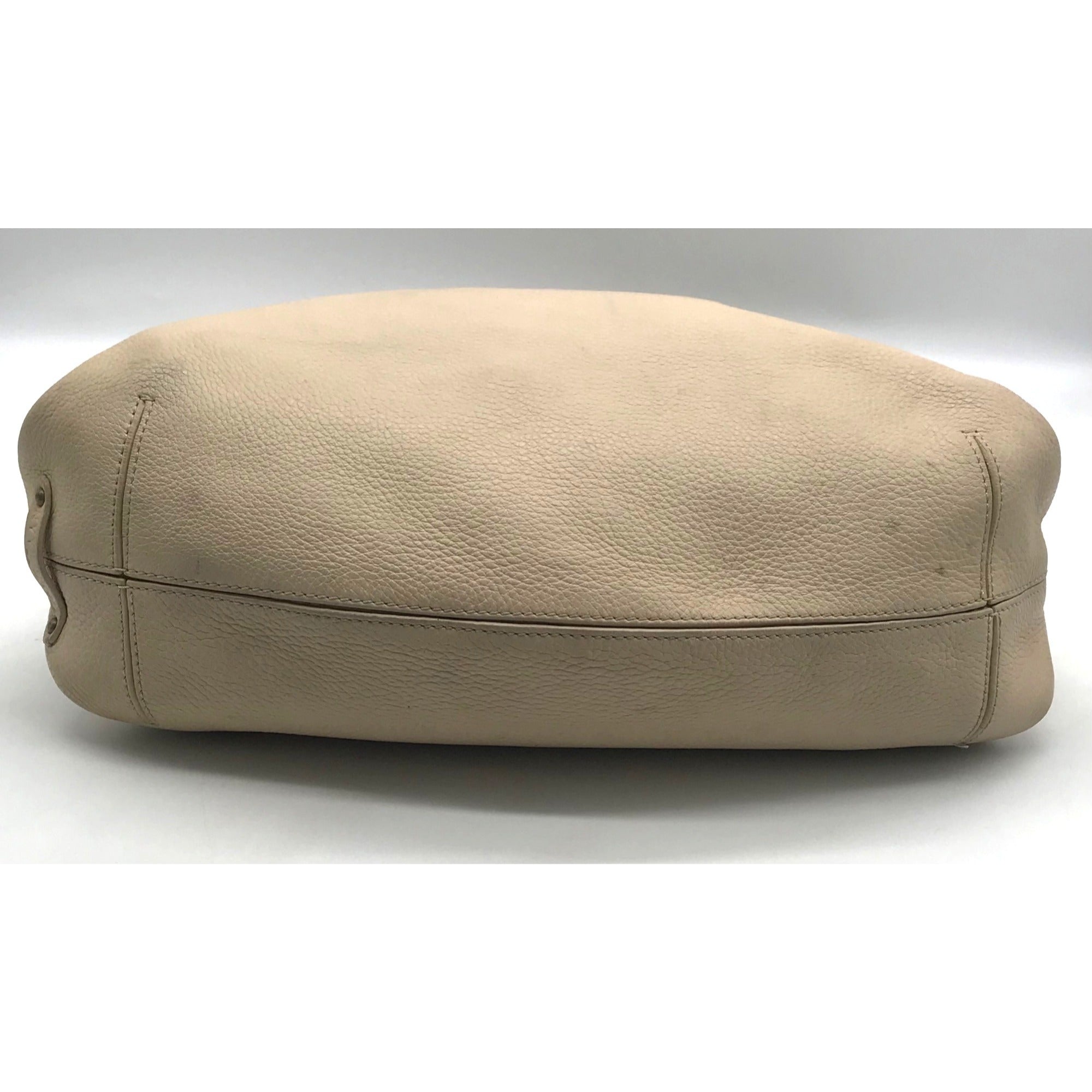 Cole Haan Cream Leather Studded Hobo Bag