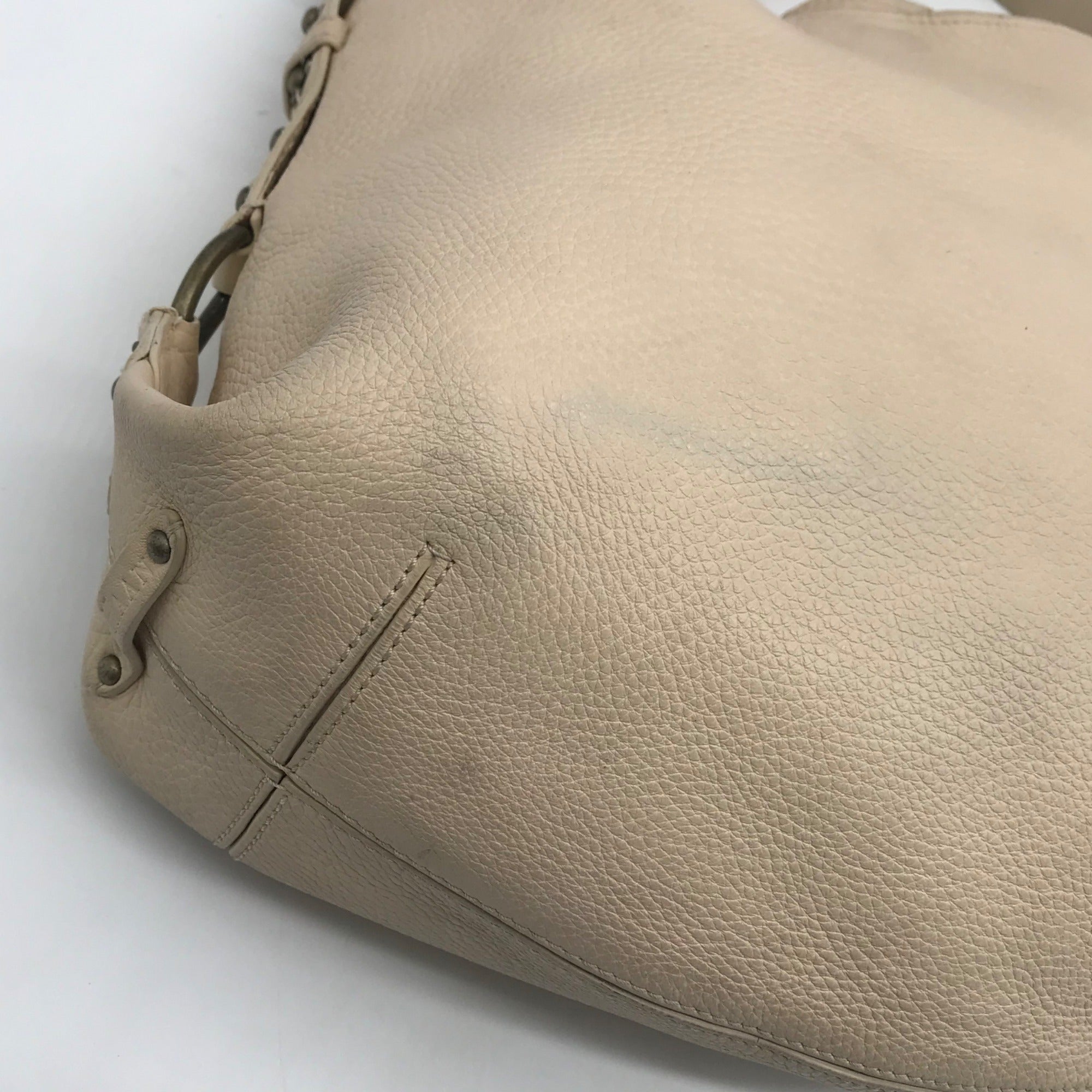 Cole Haan Cream Leather Studded Hobo Bag