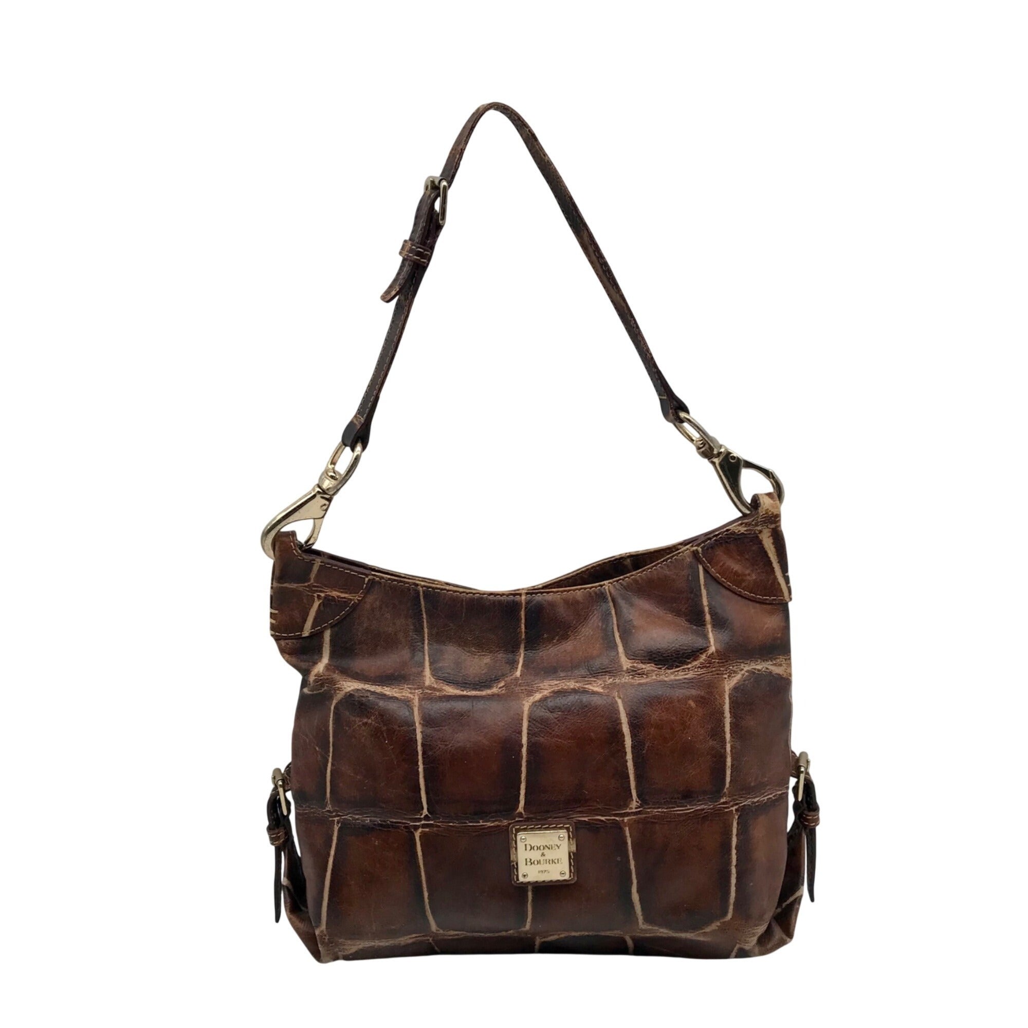 Dooney &amp; Bourke Brown Crocodile Embossed Shoulder Bag